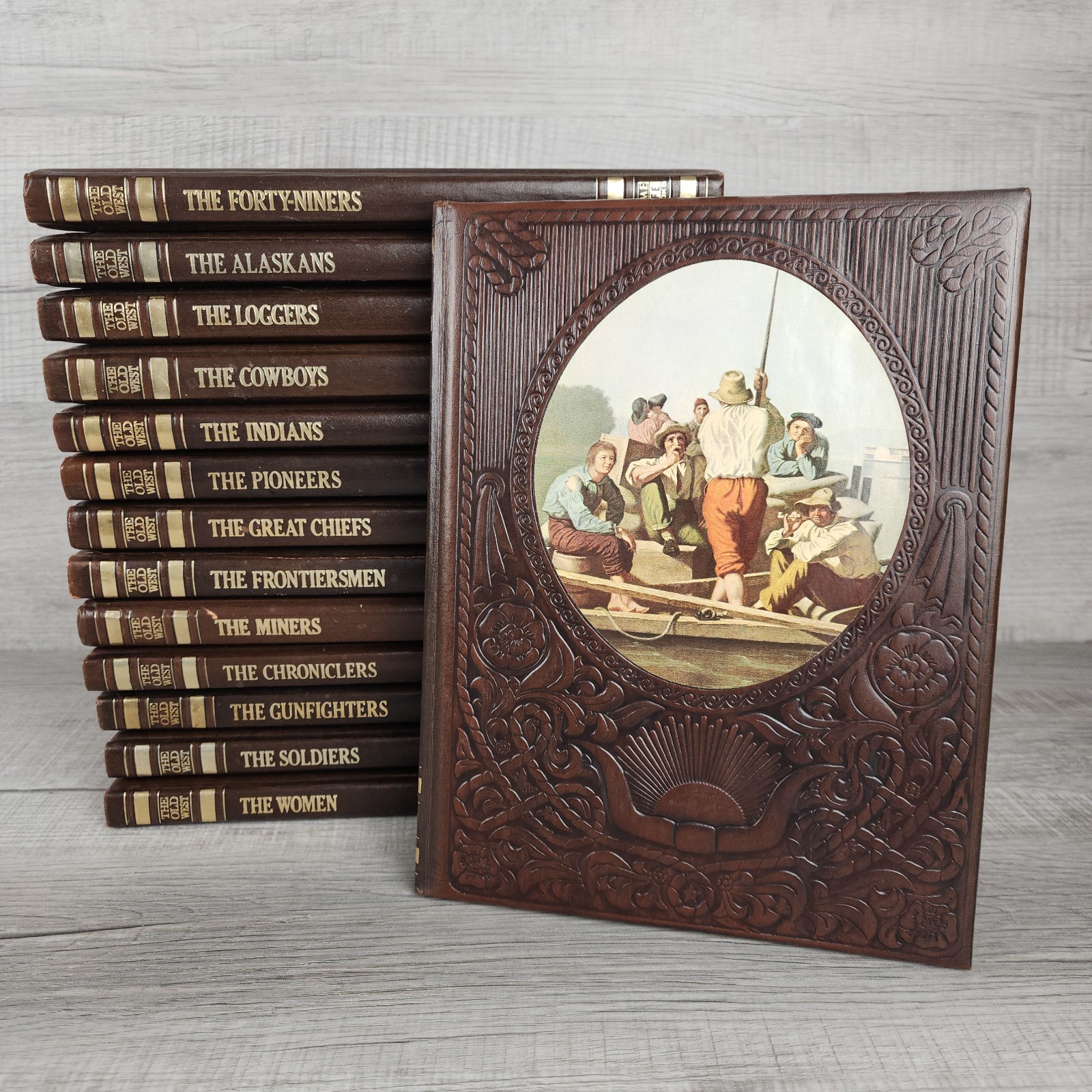 Lot of 14 Time Life Books The Old West Series Hardcover Brown Faux Leather