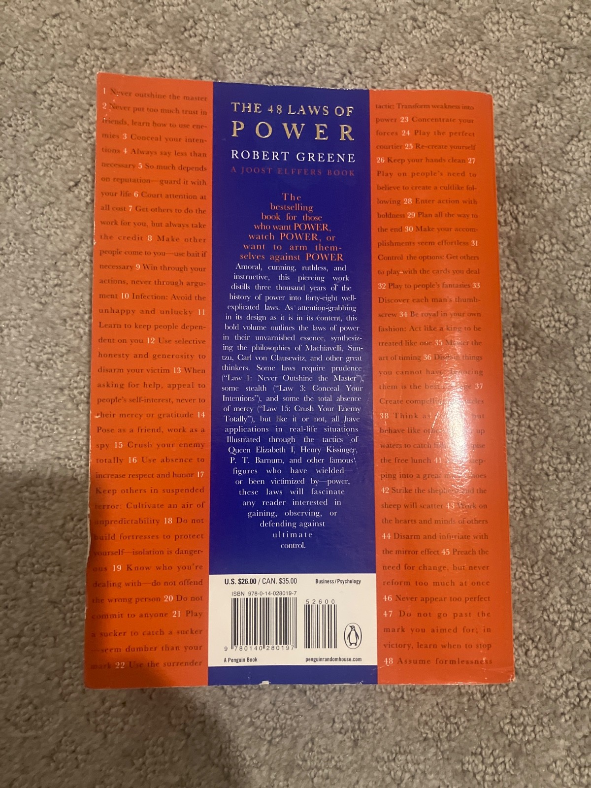 The 48 Laws of Power by Robert Greene Paperback Free Shipping