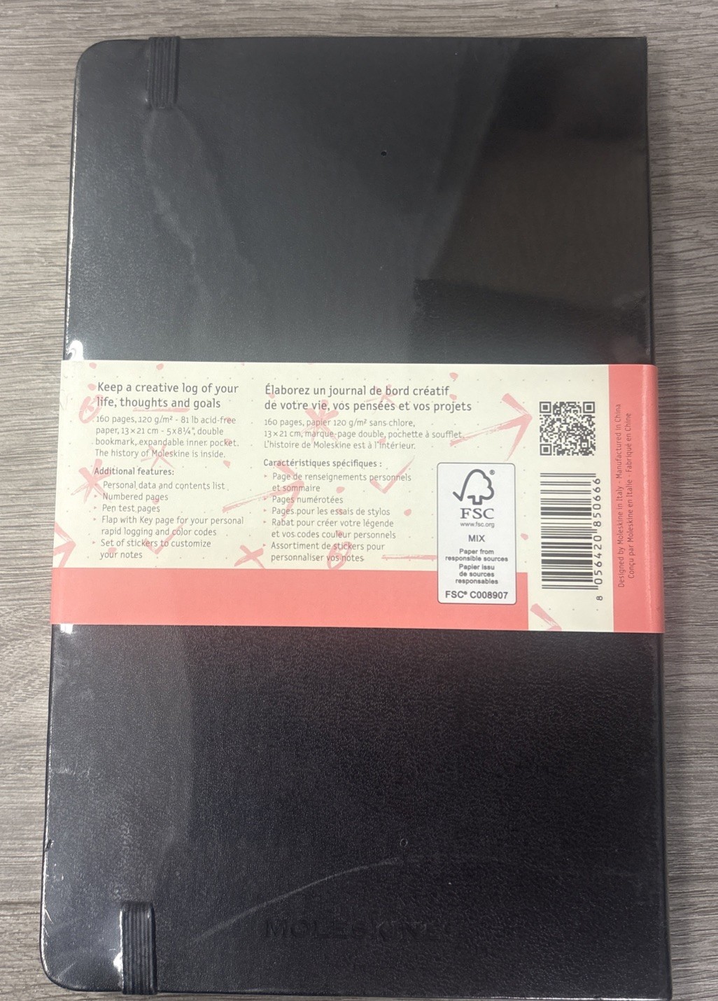 Moleskine Art Logbook, Hard Cover, Large 5X 8.25, Dotted, Black, 160 Pages