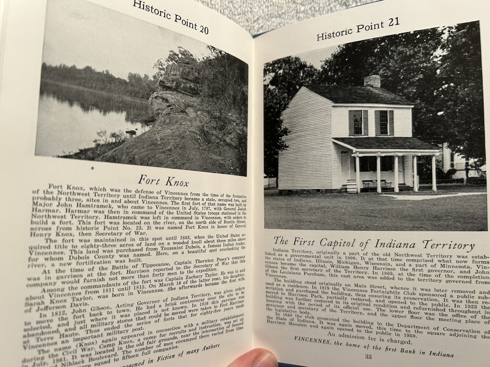 Vtg. Book Tourist Guide To Historic Vincennes IN 40 Pages Illustrated 1947 W/Map