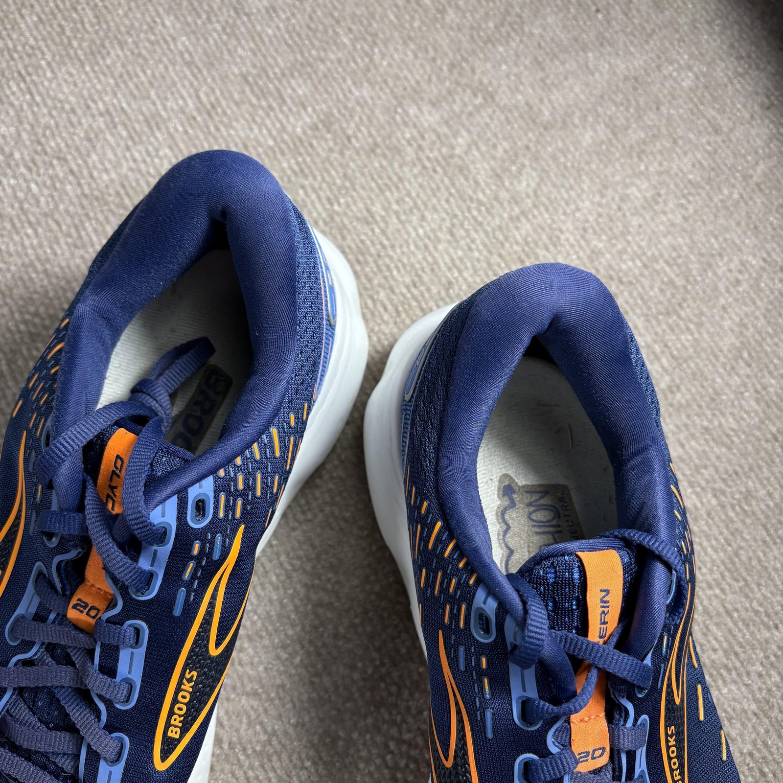 Brooks Glycerin 20 Running Shoes Mens Size 11.5 Navy Orange Cushioned
