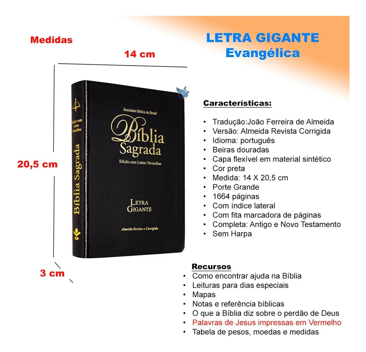 Biblia Sagrada: ARC – Capa: Flexivel em Couro – Letra: Gigante (Portugues)