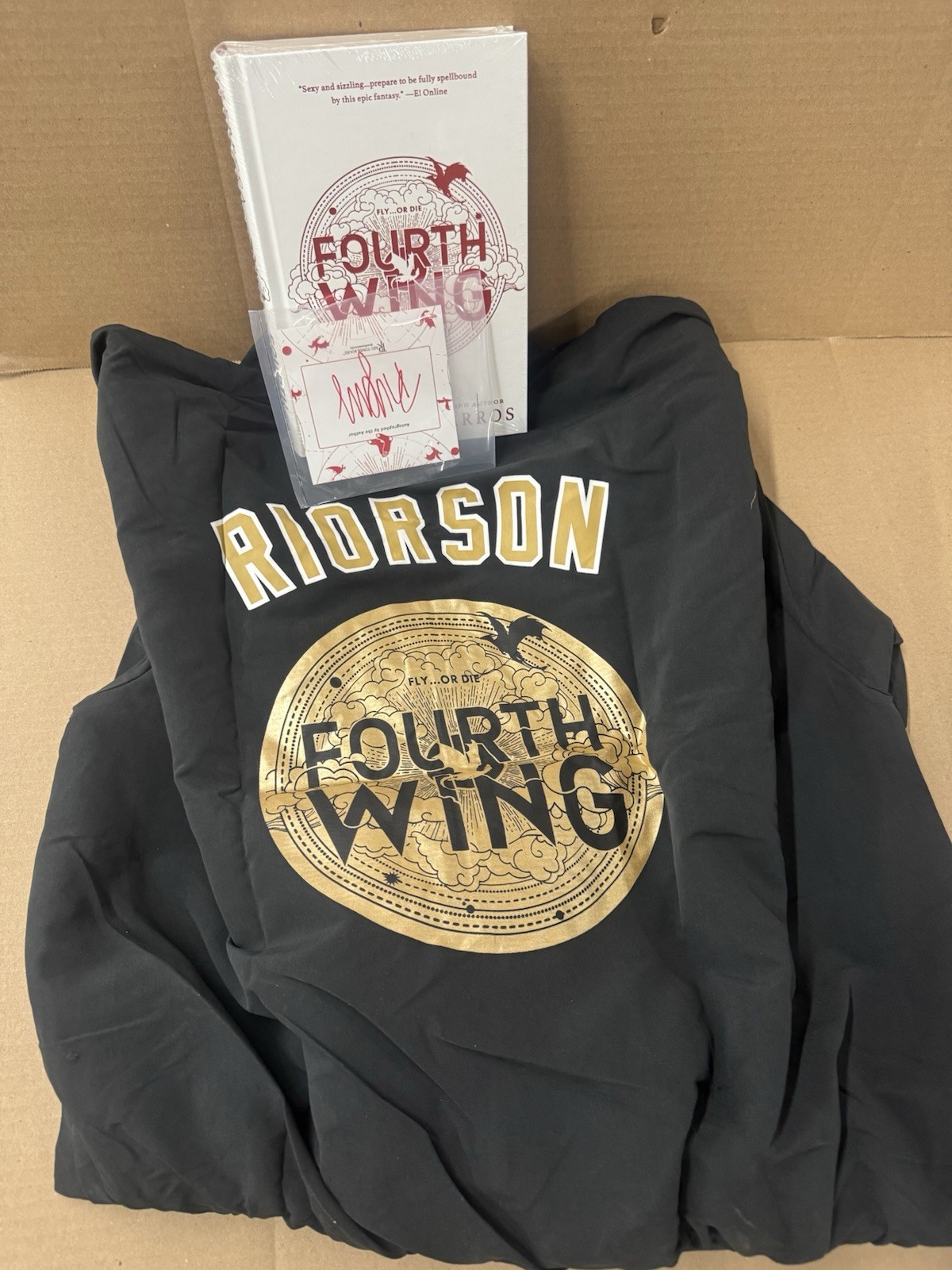 Redsox Combo Fourth Wing Book With Auto Plat And Boomer Jacket XL