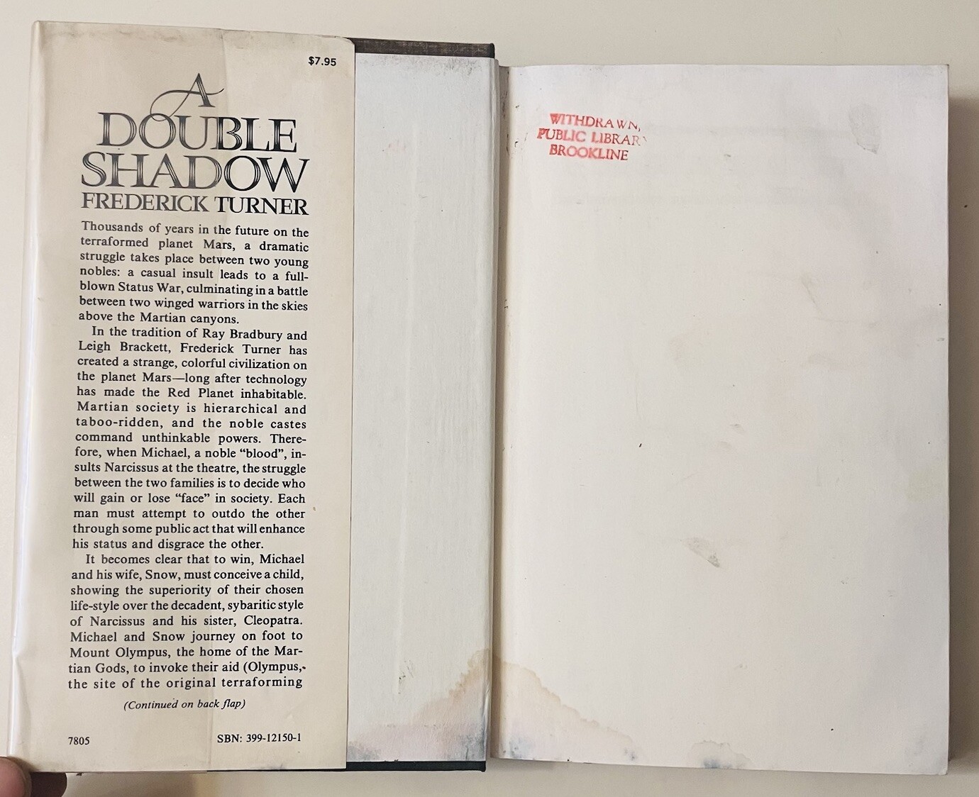 Double Shadow Frederick Turner 1978 Hardcover DJ First Edition Fantasy