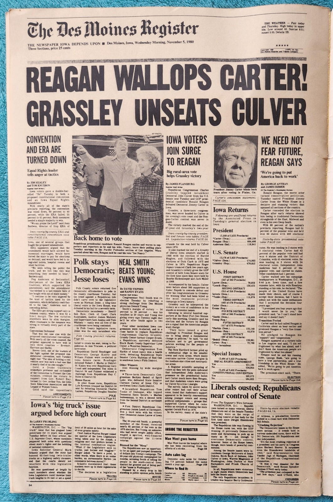 Historic Pages From The Des Moines Register and Tribune 1980 Jumbo Book 84 Pages