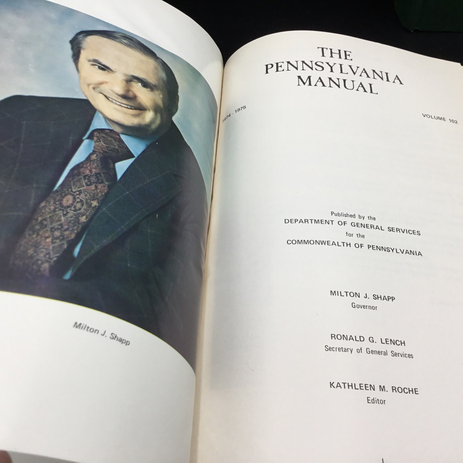 The Pennsylvania Manual Volumes 101 1972-73 and Volume 102 1974-75, hardcover