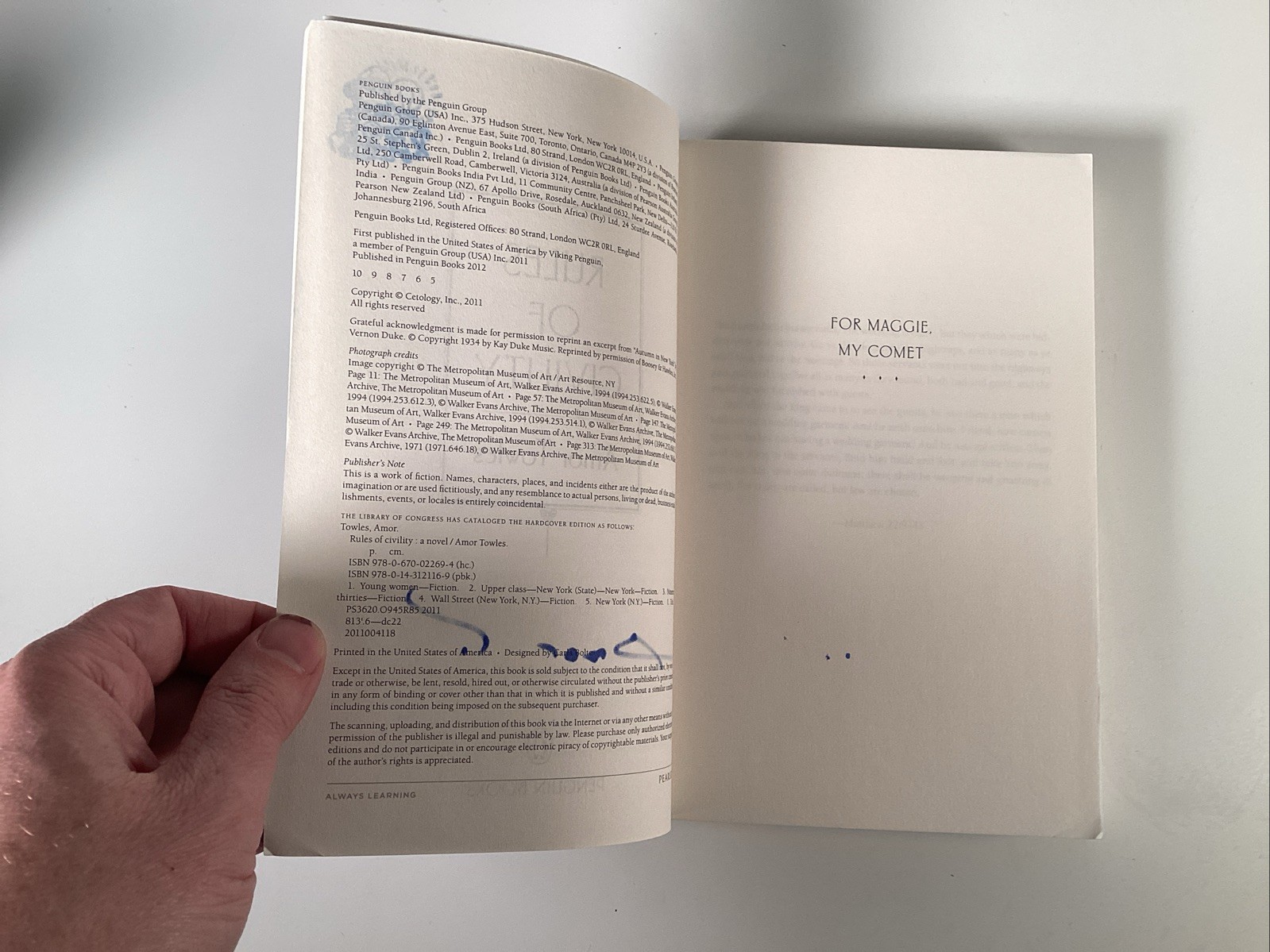 Rules of Civility by Amor Towles SIGNED By Author (Paperback, 2011) Novel