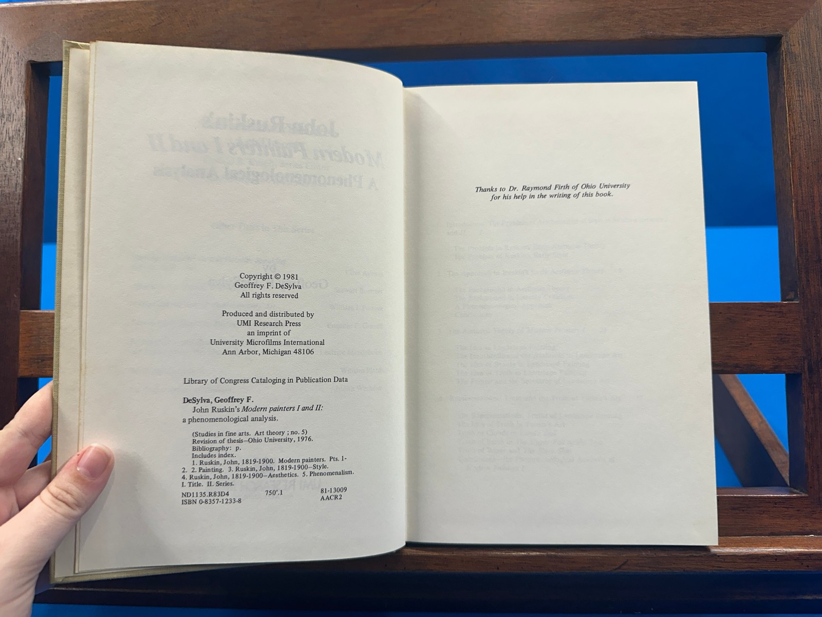 John Ruskin’s Modern Painters I and II: A Phenomenologocal Analysis- 1981