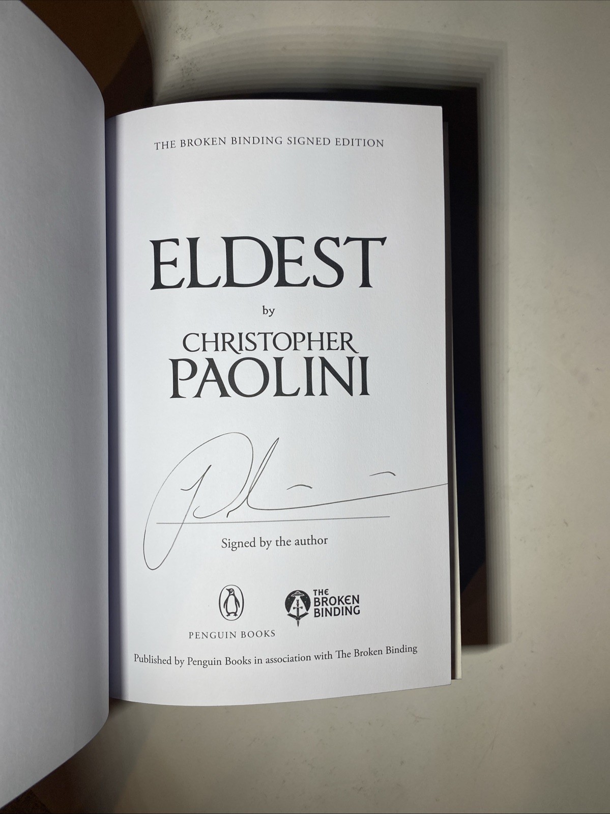 Eldest by Christopher Paolini. The Broken Binding SIGNED Edition NEW/OTHER