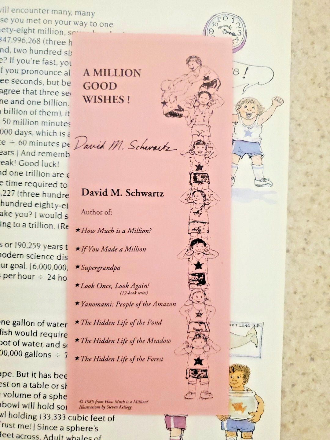 NEW 1993 1985 How Much Is a Million? David M Schwartz SIGNED Paperback Bookmark