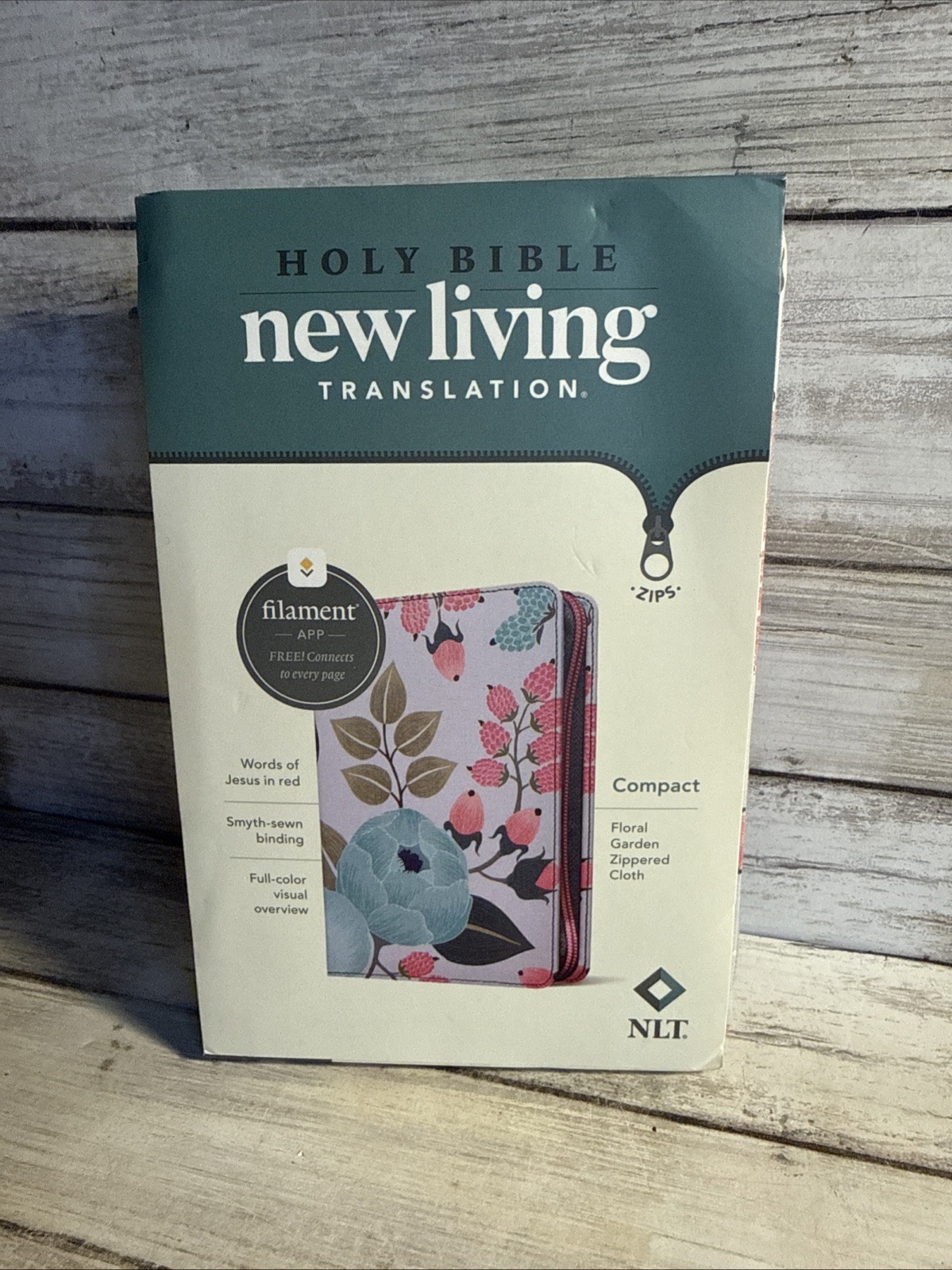 New! NLT Compact Zipper Holy Bible Filament Enabled Edition Cloth Compact