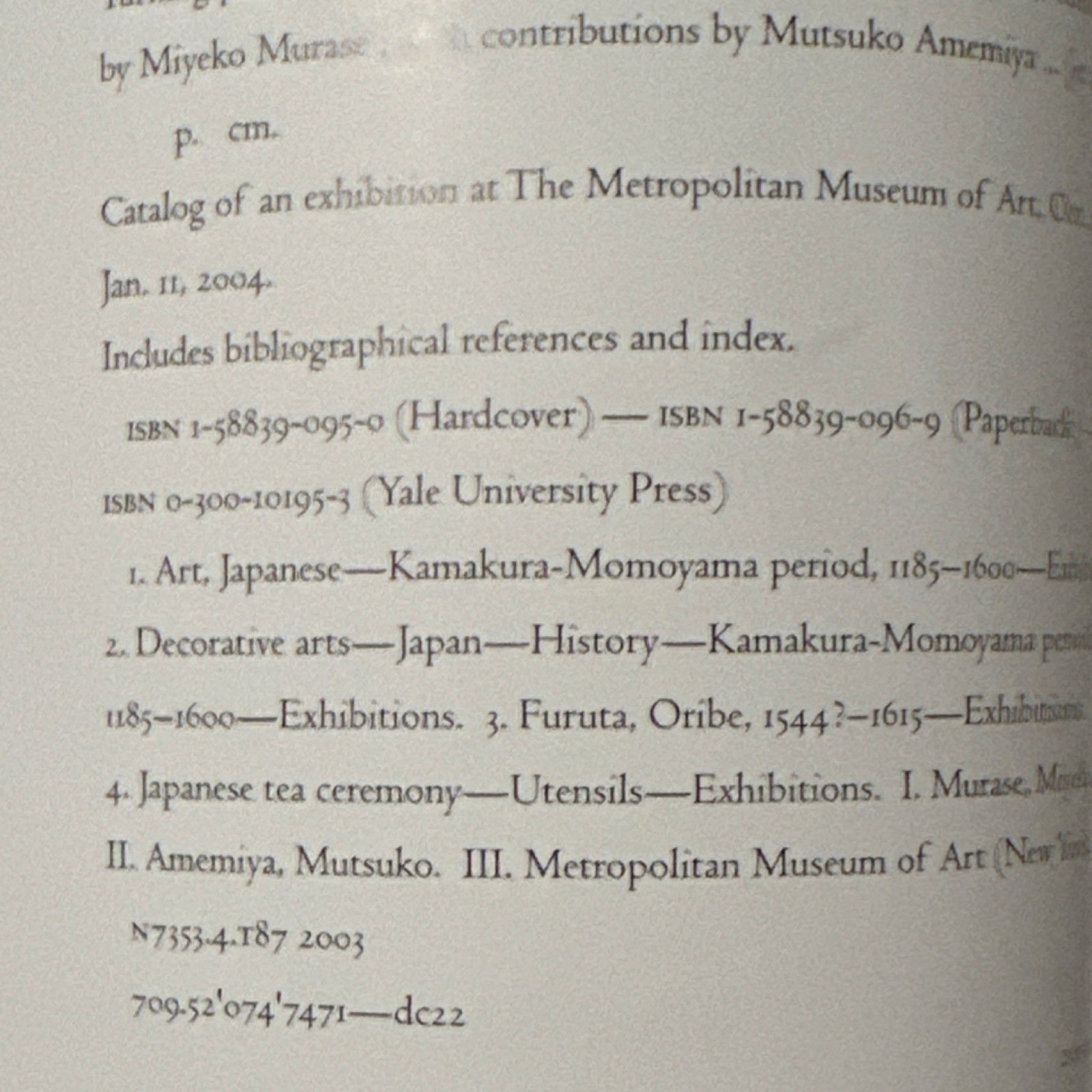 Turning Point: Oribe & 16th-Century Japan HC Yale Univ Press 2003 Illus Index