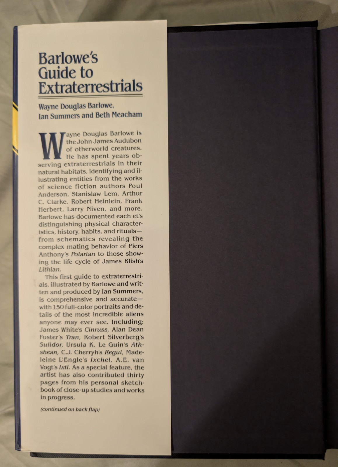 Barlowe’s Guide to Extraterrestrials Wayne Douglas Barlowe 1987 Hardcover HB