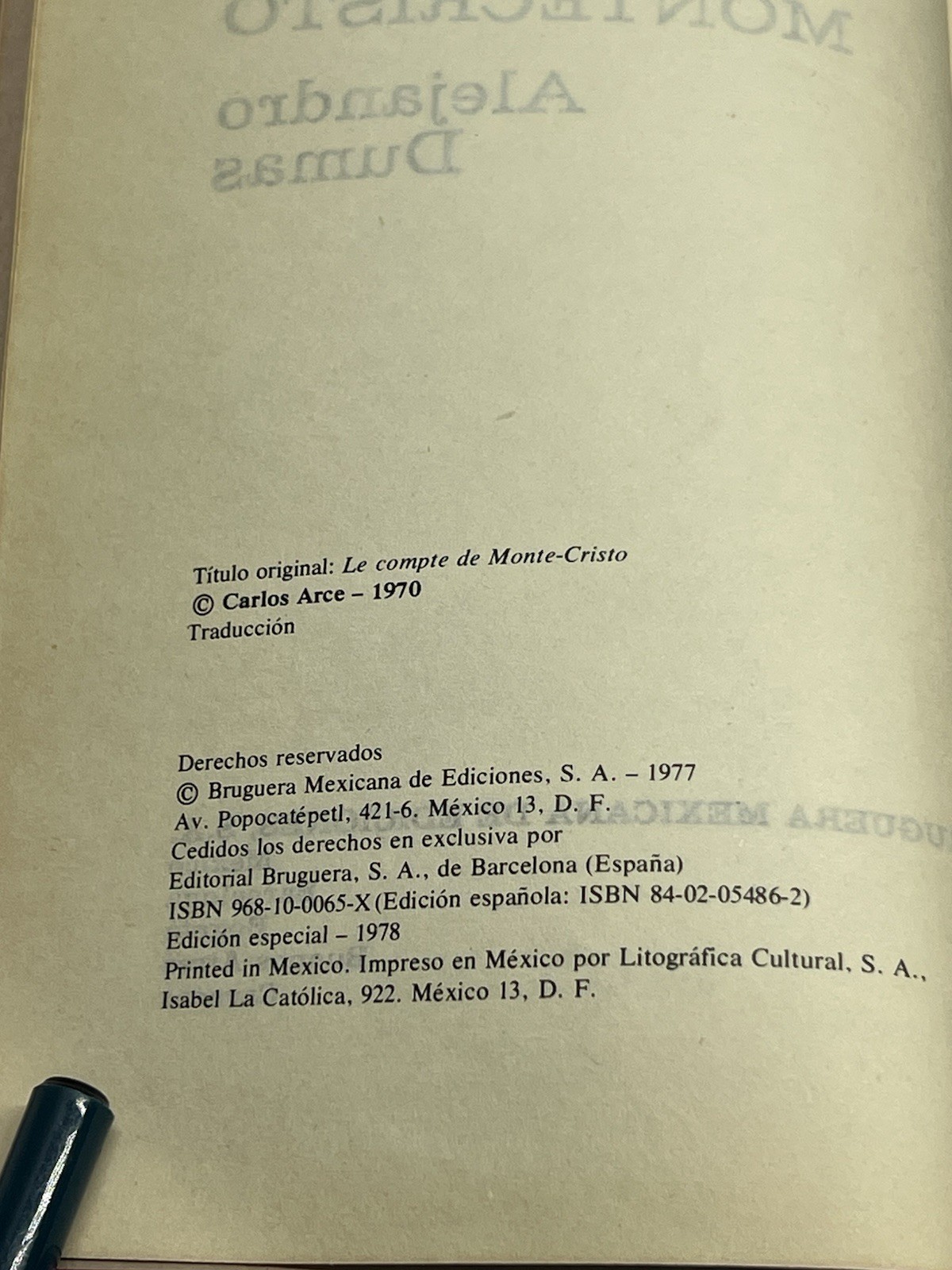 Alejandro Dumas : El Conde de Montecristo 1978 Bruguera Mexicana HC Spanish