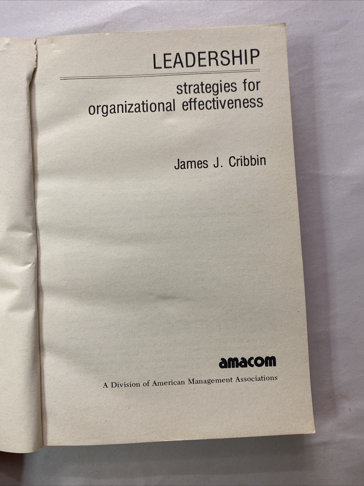 Leadership by James J. Cribbin (1982, Hardcover)