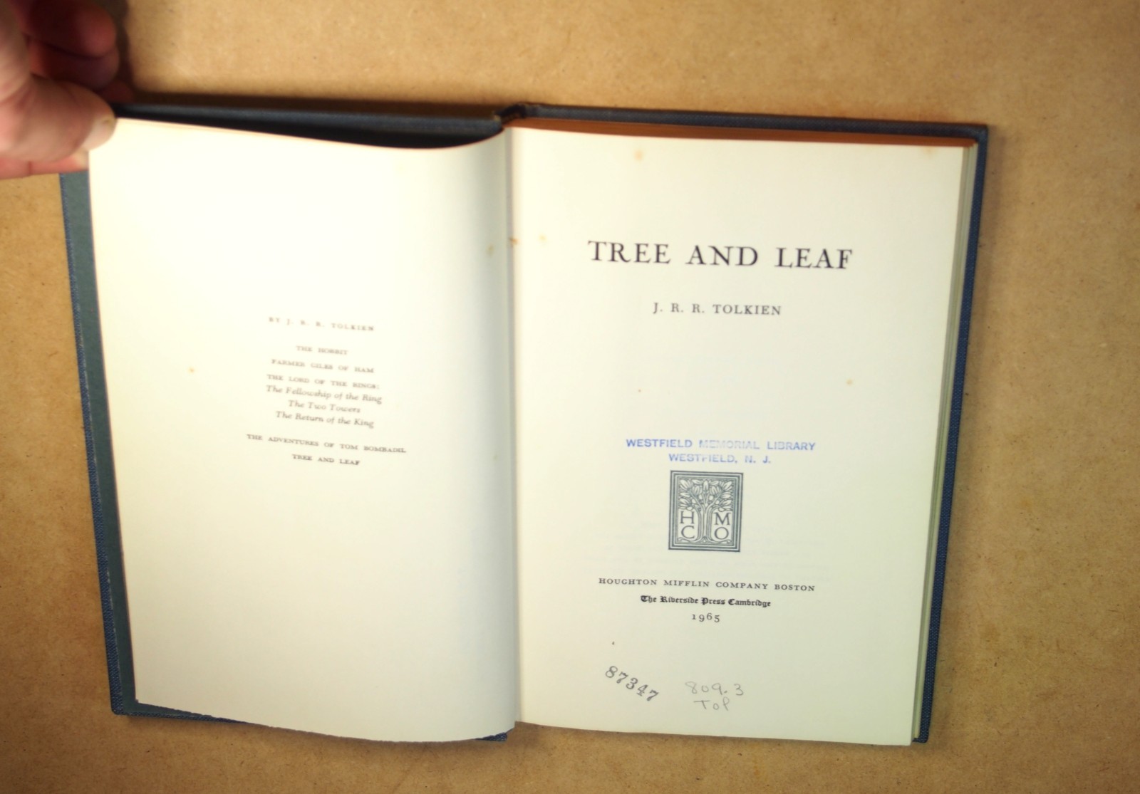 Tree And Leaf by J.R.R. Tolkien American First Edition, First Printing