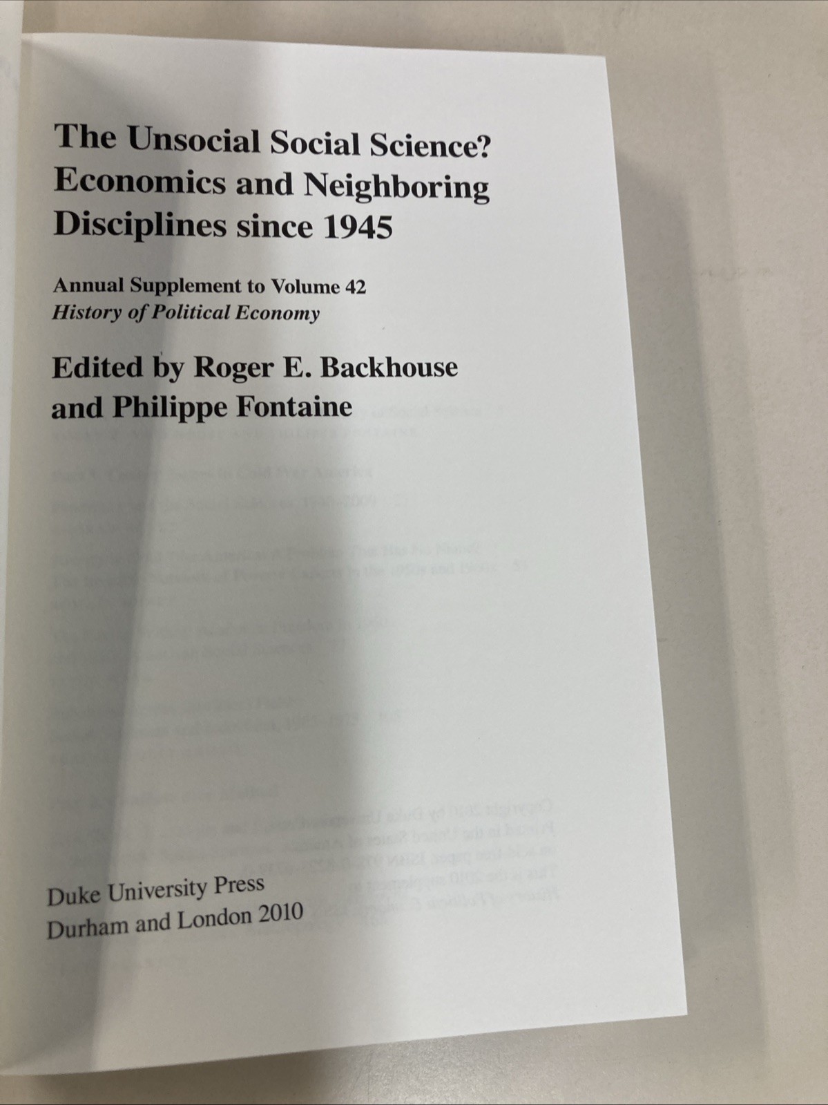 Unsocial Social Science Economics and Neighboring Disciplines Since 1945 VG