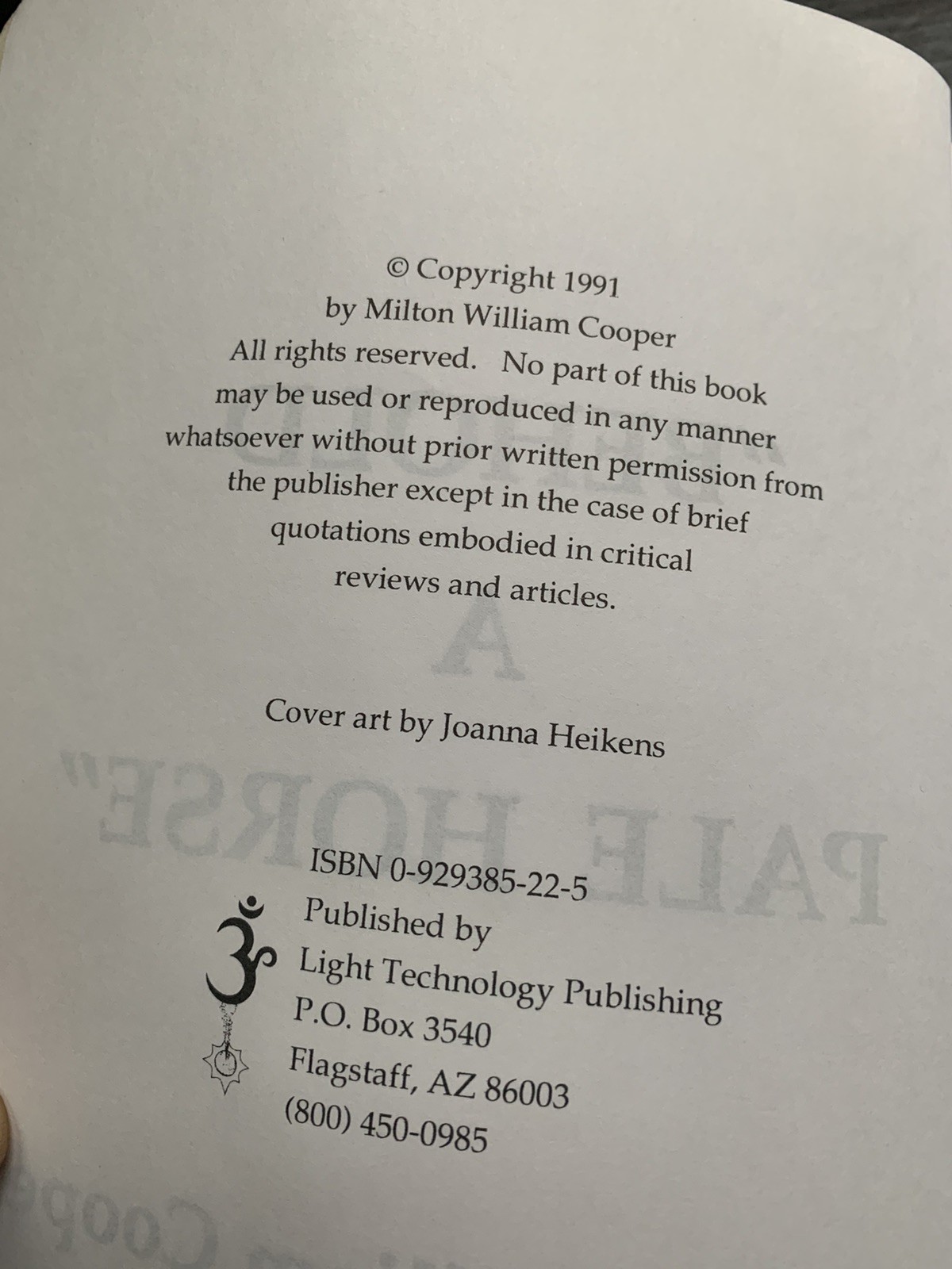 Behold a Pale Horse by William Cooper (1991, Trade Paperback)