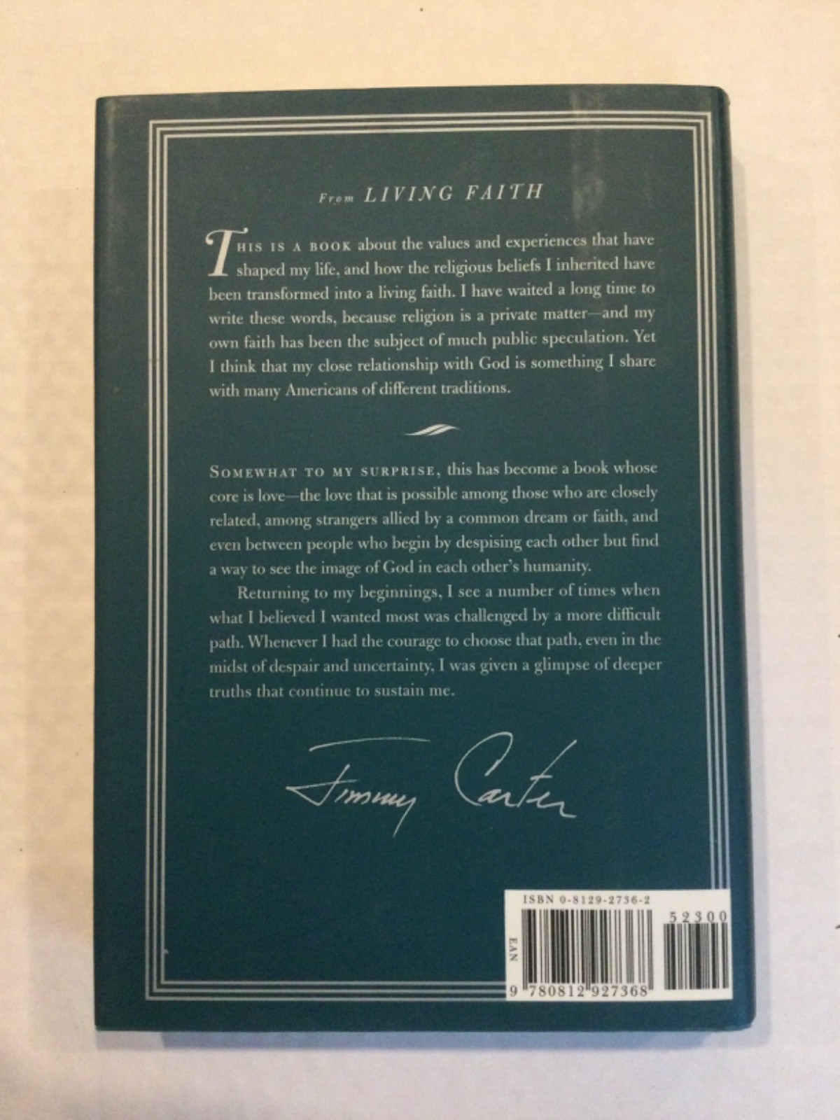 Living Faith by Jimmy Carter SIGNED (HC, 1996) 1st.