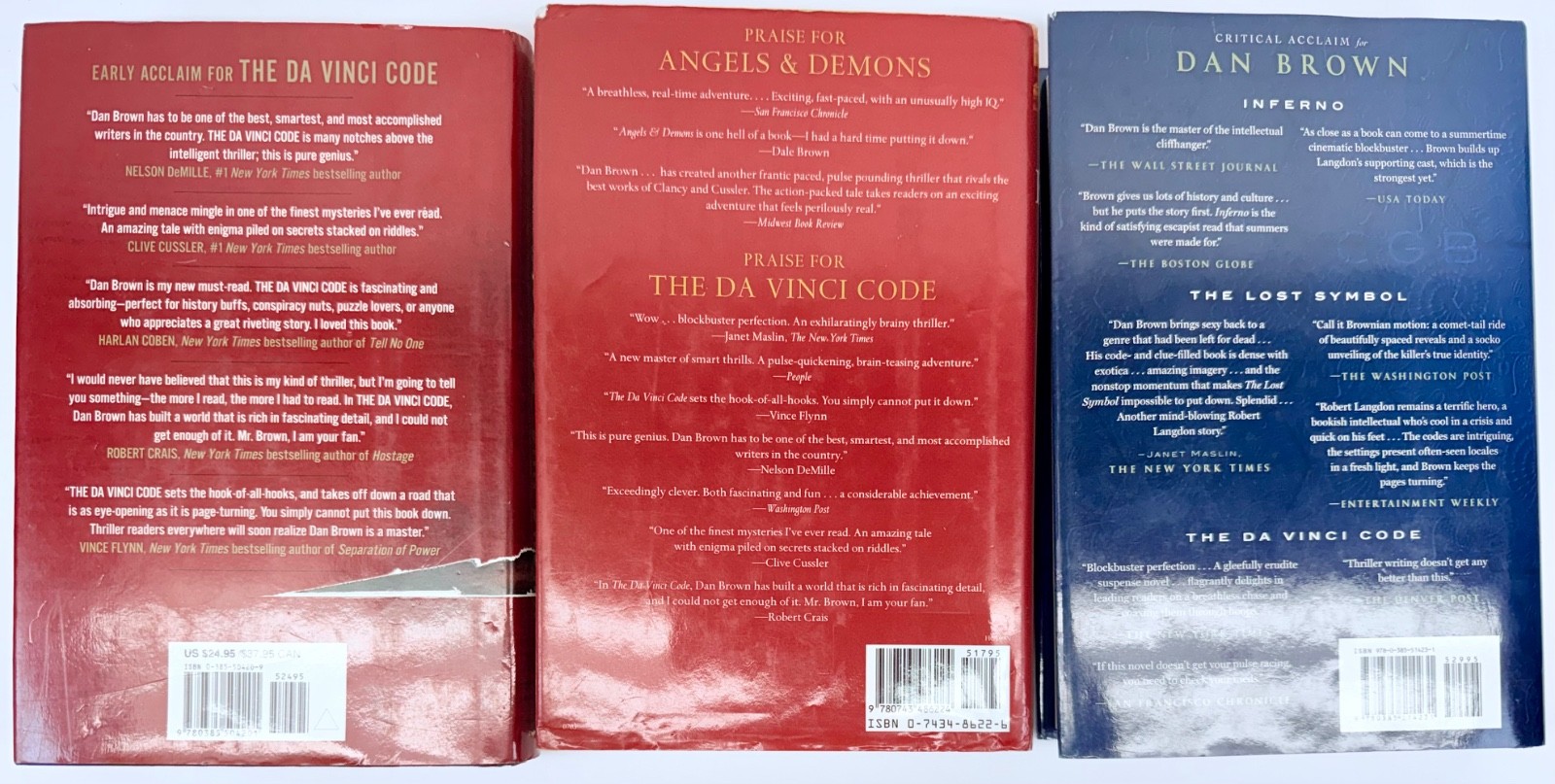 Dan Brown Hardcover Book Lot First Editions Da Vinci Angels Demons Lost Symbol