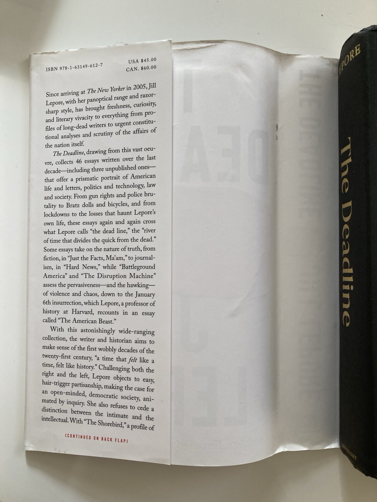 The Deadline: Essays Jill Lepore Hardcover 2023 First Edition First Printing
