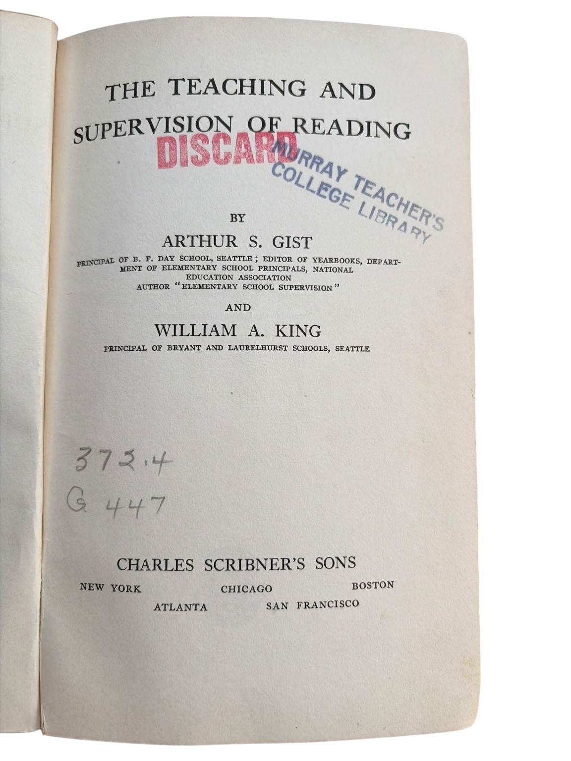 The Teaching & Supervision of Reading Gist King 1927 Education Pedagogy