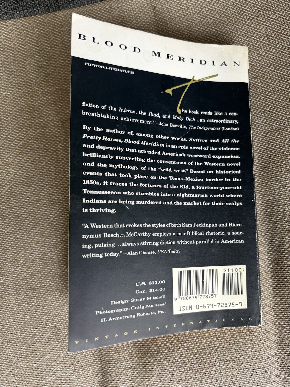 Blood Meridian By Cormac McCarthy 1992 First Vintage International Paperback 1st