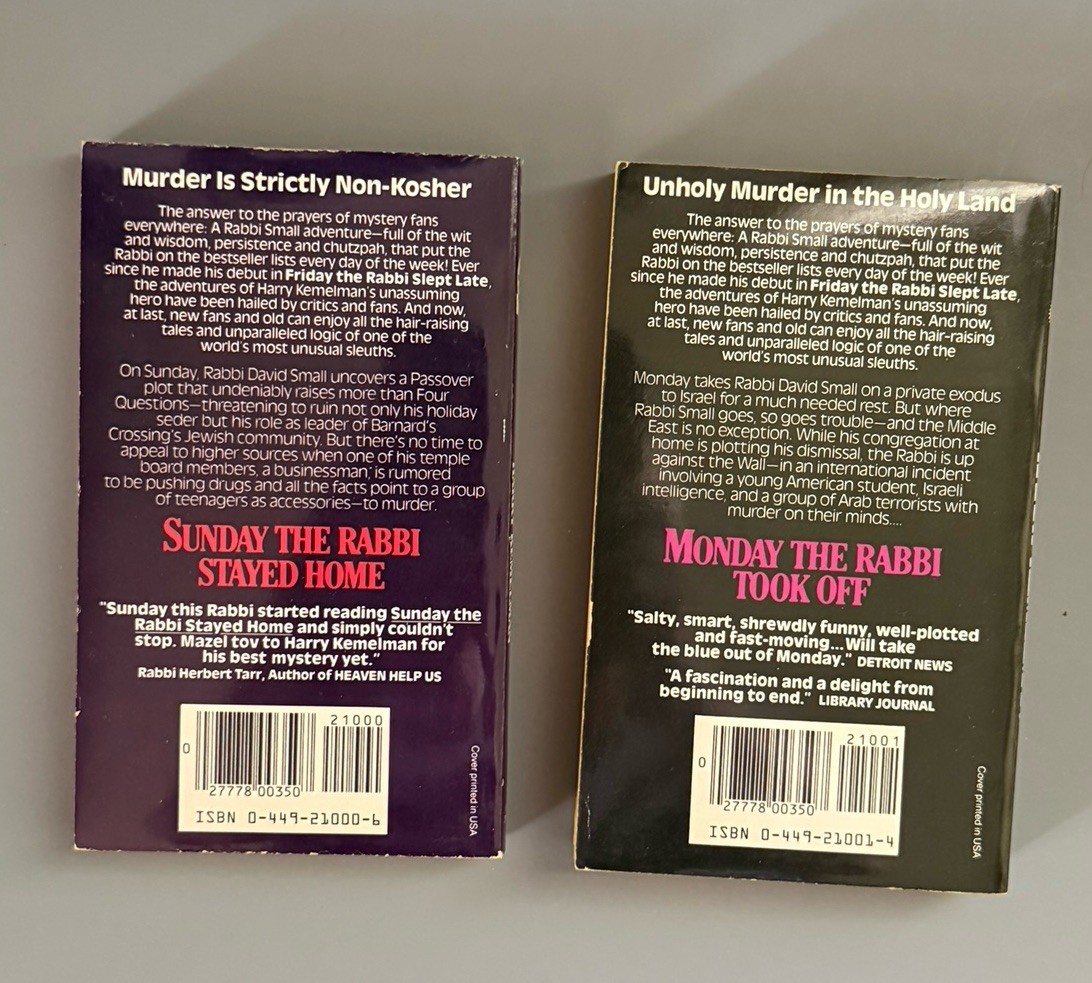 Lot 10 Harry Kemelman Rabbi Small Paperback Books Mysteries Vintage 1980s 1990s