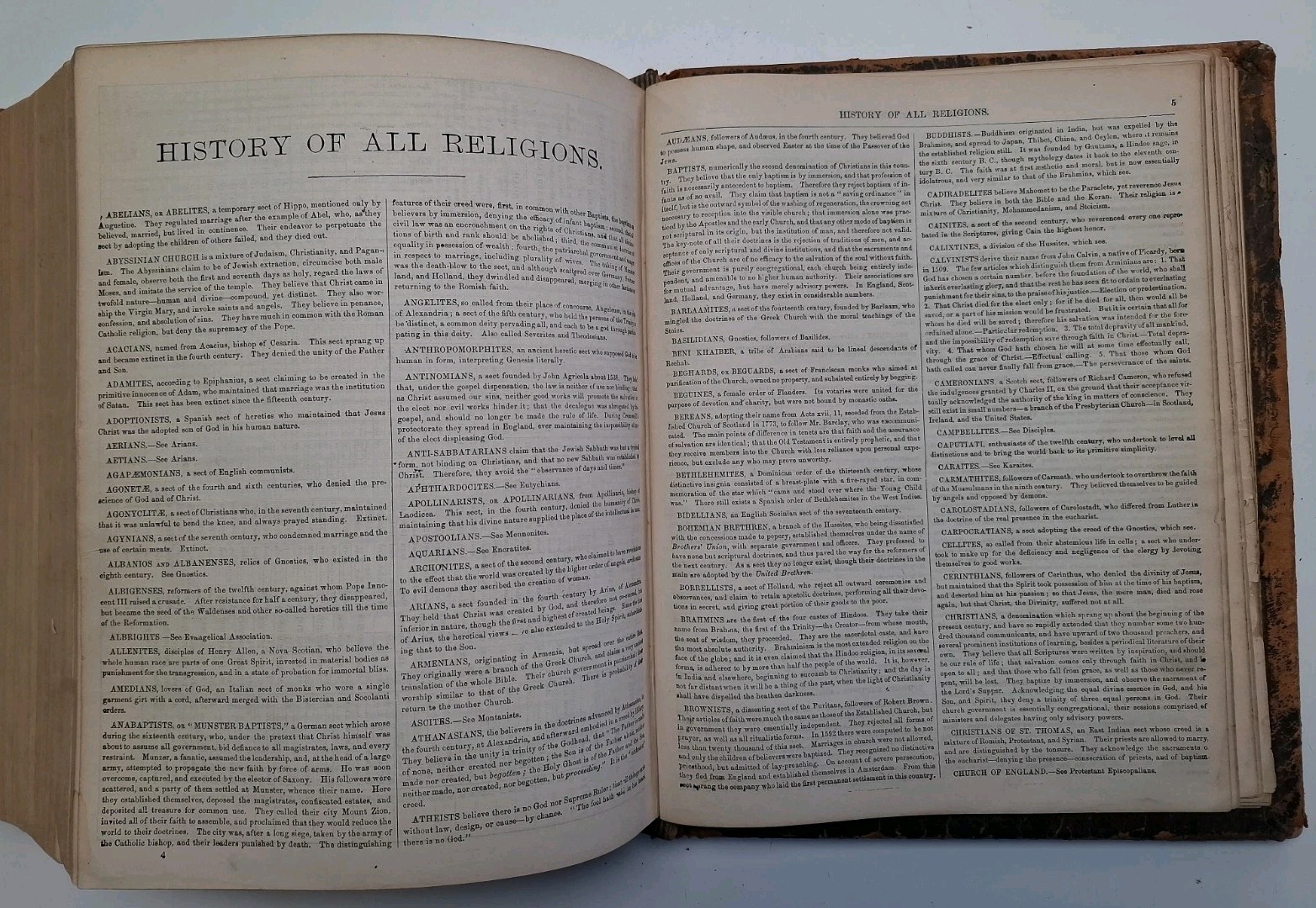 Antique 1873 Complete Domestic Bible Illus. Leather Apocrypha Maps Travels