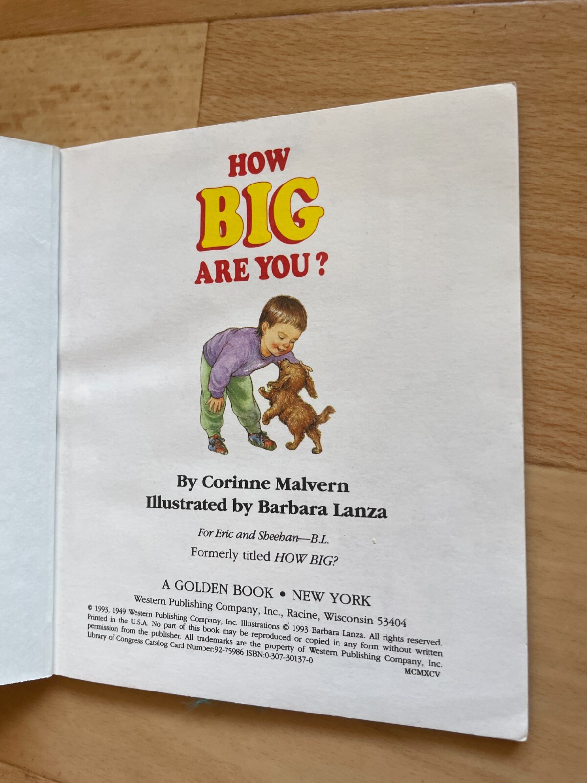 A FIRST LITTLE GOLDEN BOOK. HOW BIG ARE YOU?. 15 BY 14CM. 1995. CORINNE MALVERN
