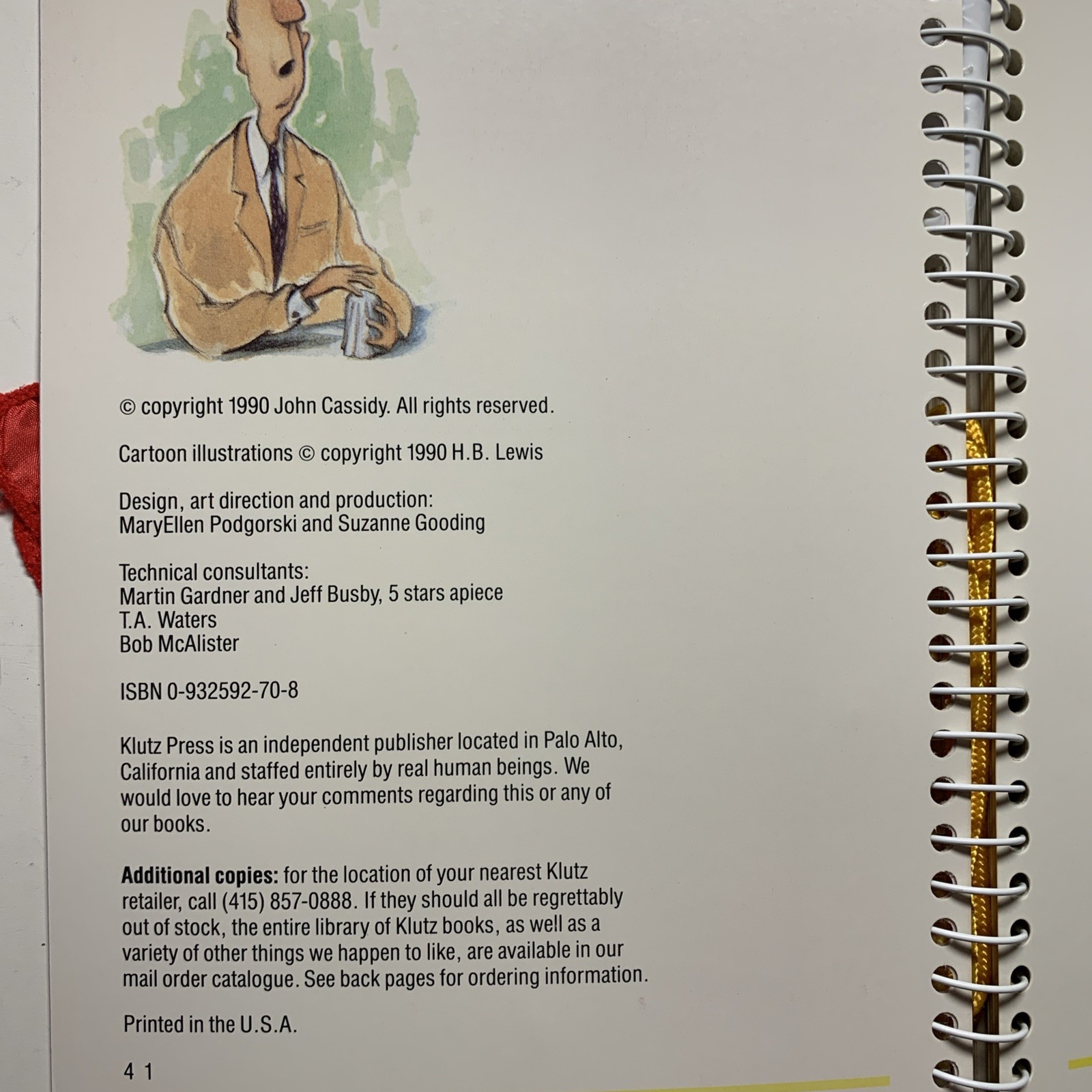 The Klutz Book of Magic With 4 Props by John Cassidy 1990 Spiral Bound