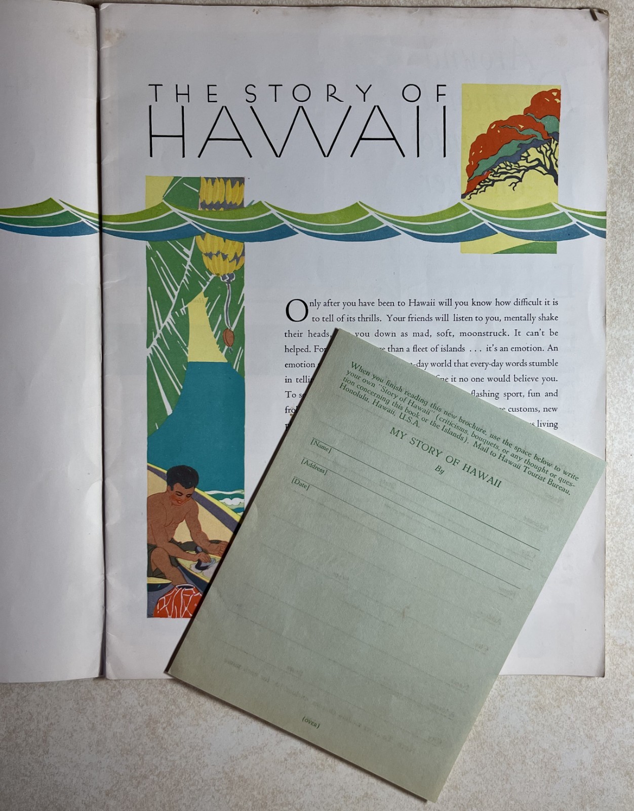 1935 The Story of Hawaii Paperback by Hawaii Tourism-Color Pictoral Maps