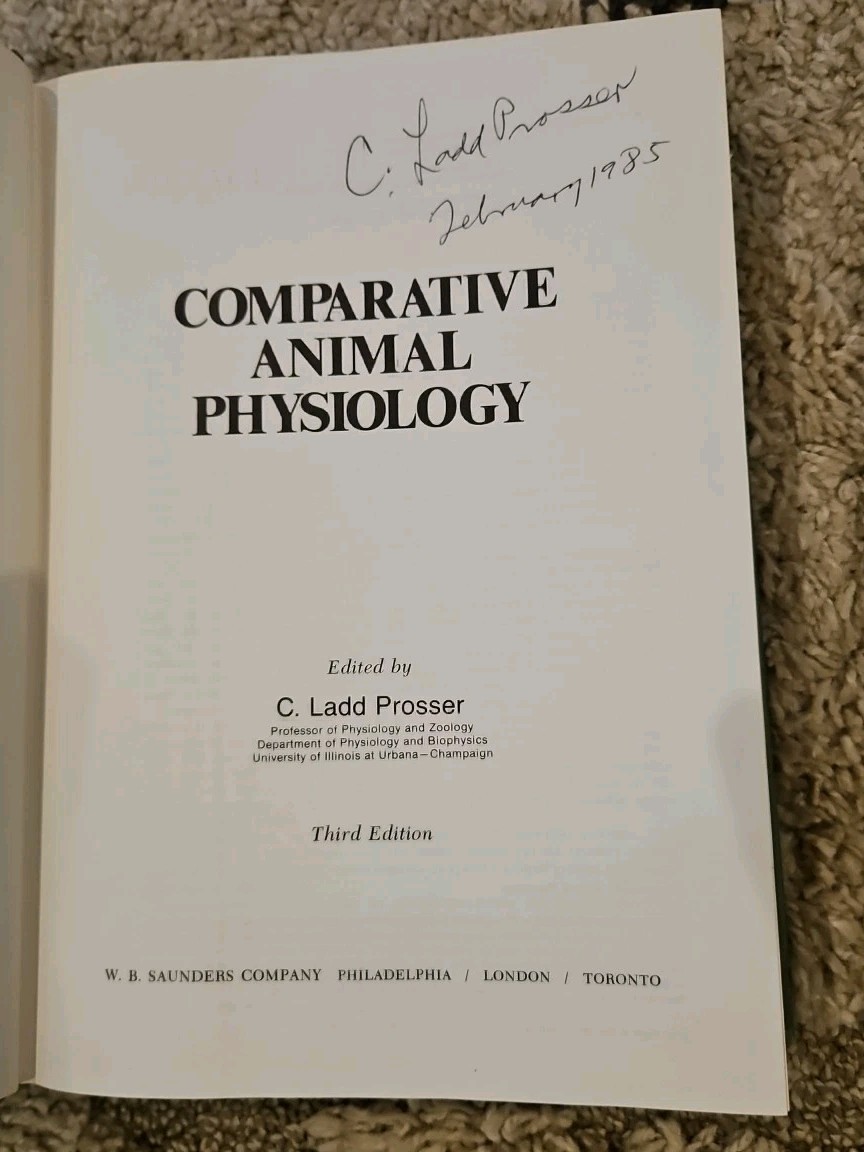 Comparative Animal Physiology SIGNED by C. Ladd Prosser (1973, Hardcover)