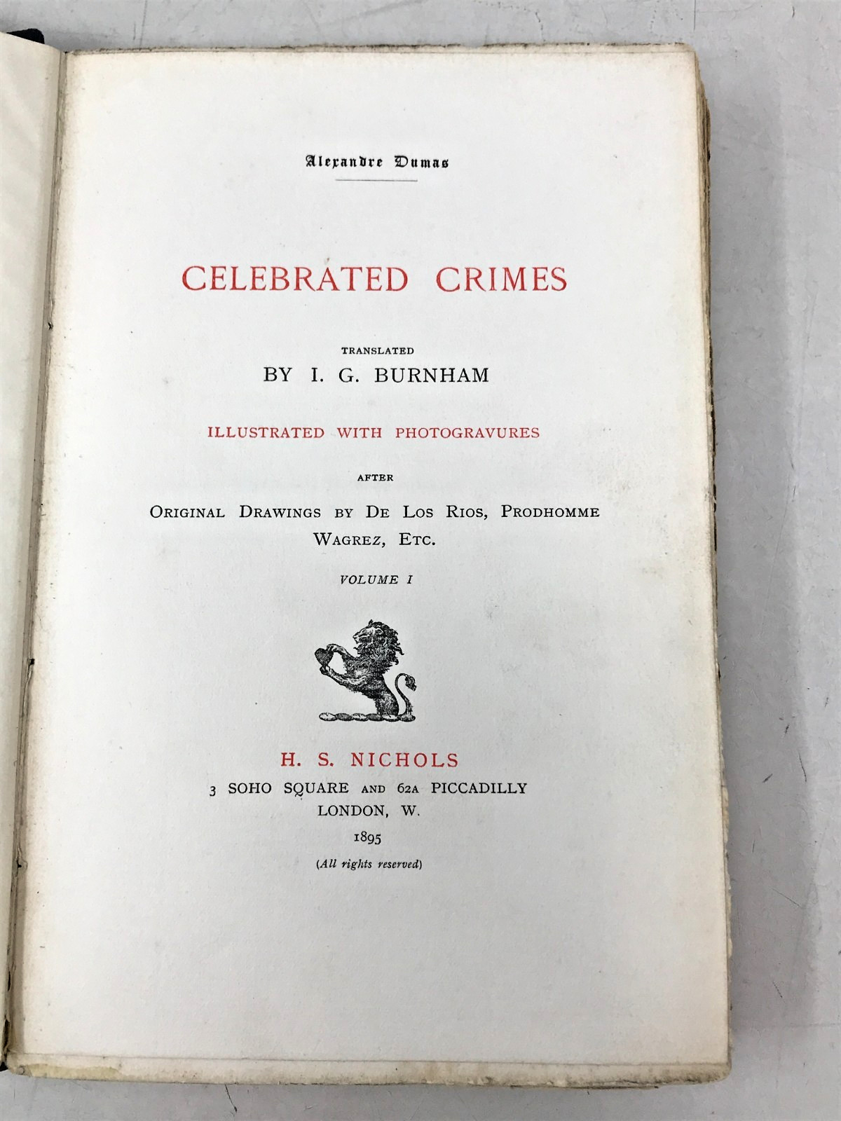 Alexandre Dumas Celebrated Crimes , Vol 1,2 4, 1895, E-63