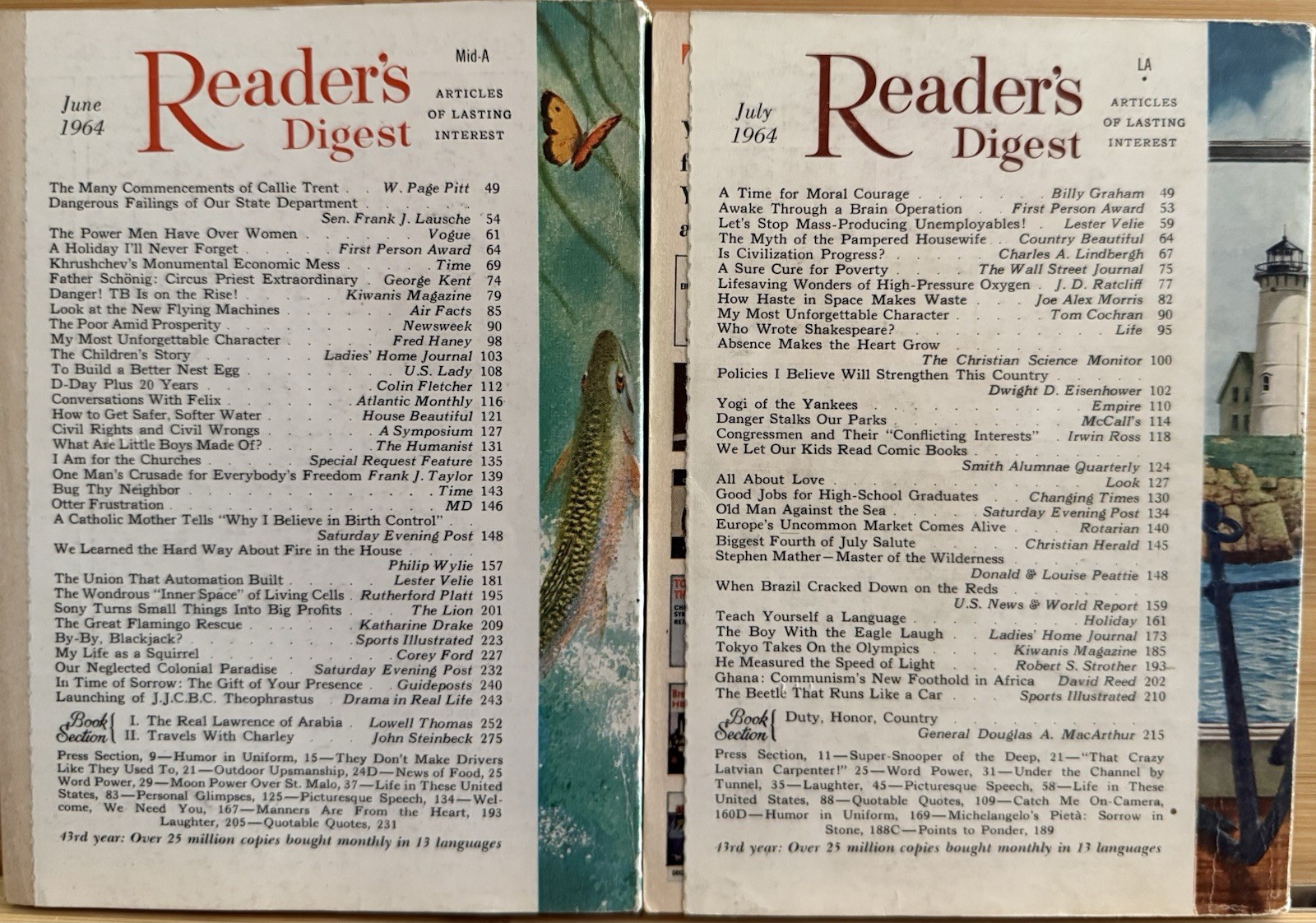 1964 June July (2) READER’S DIGEST MAGAZINE Vintage Ageless Fun Short Stories