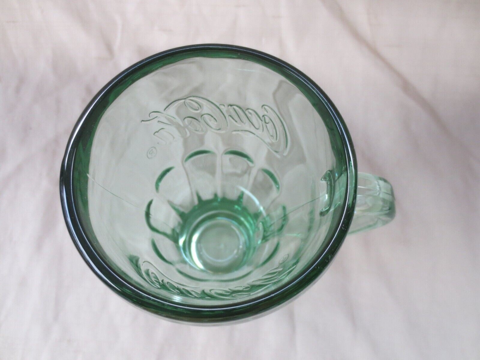 Vintage Libbey Green Coca-Cola (Coke) Thick Heavy Glass Mug w/ Handle 14 oz
