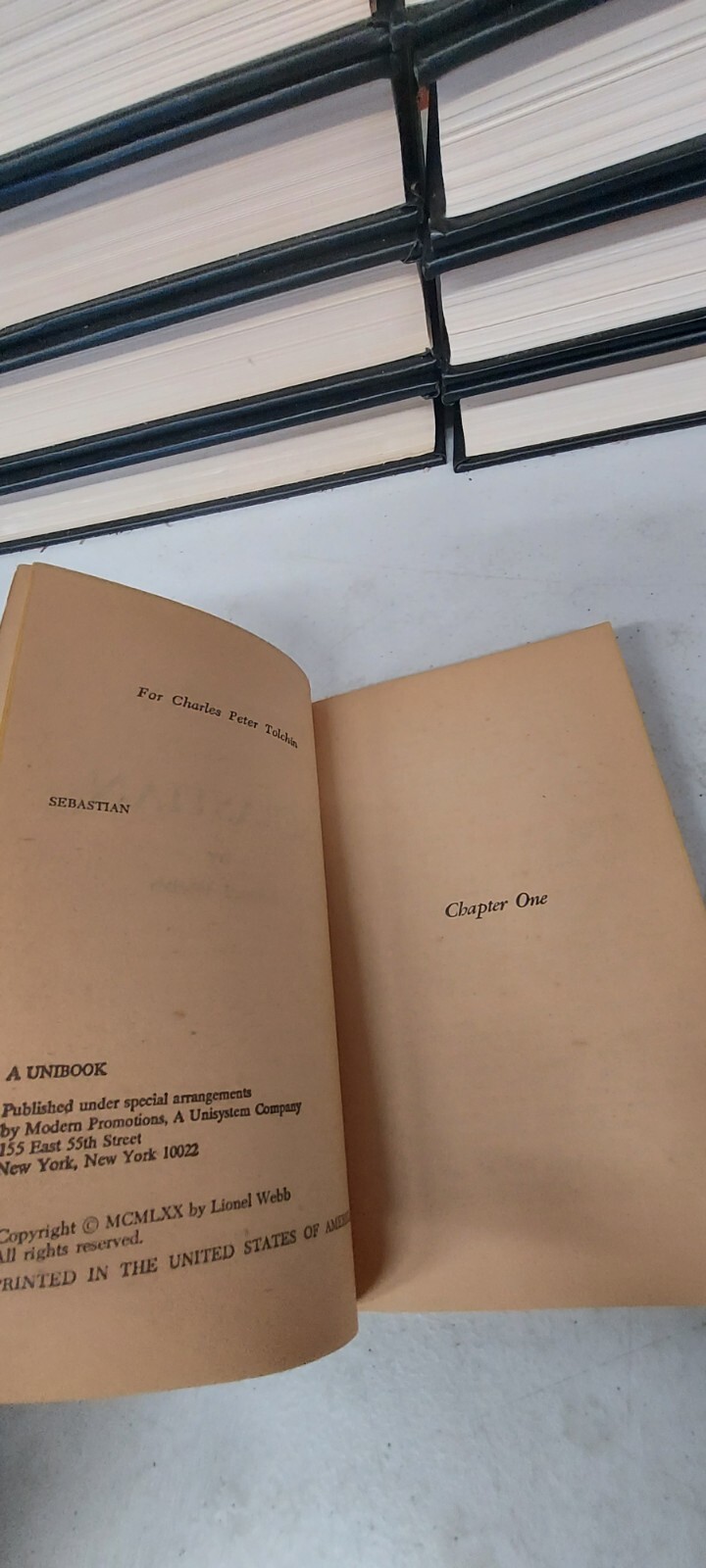 1970 Sebastian Paperback Book 172 Pages Lionel Webb