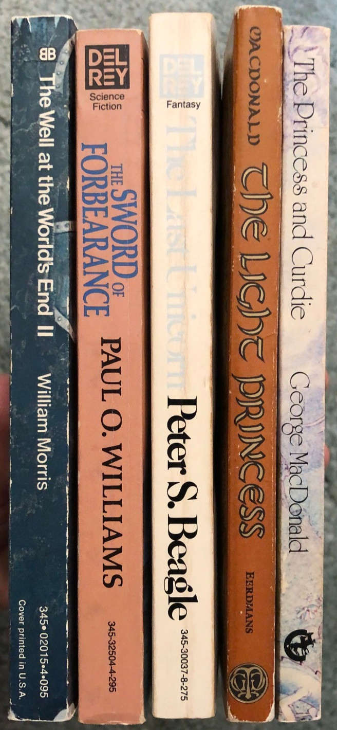 Vintage Fantasy novels, lot of 5, George MacDonald, Peter Beagle, William Morris