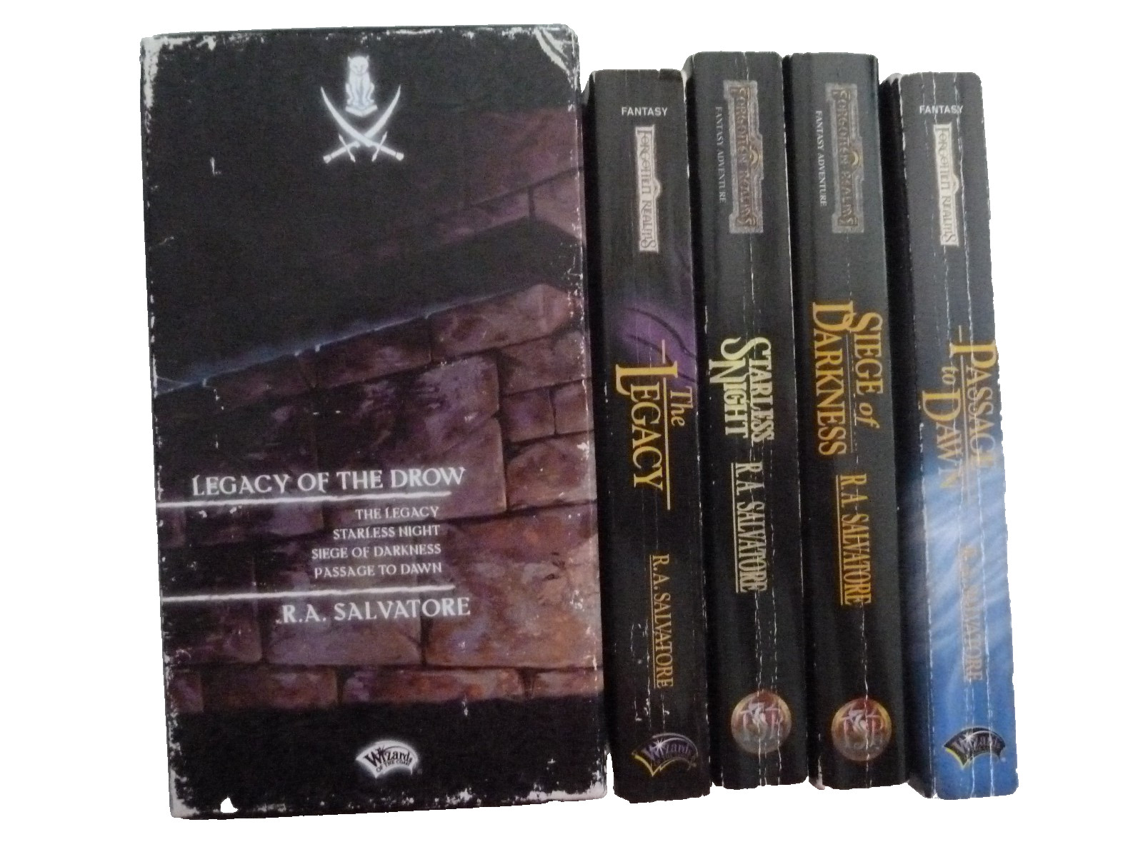 FOUR (4) R. A. SALVATORE box set MMpaperback in Drizzt series:Legacy of the Drow