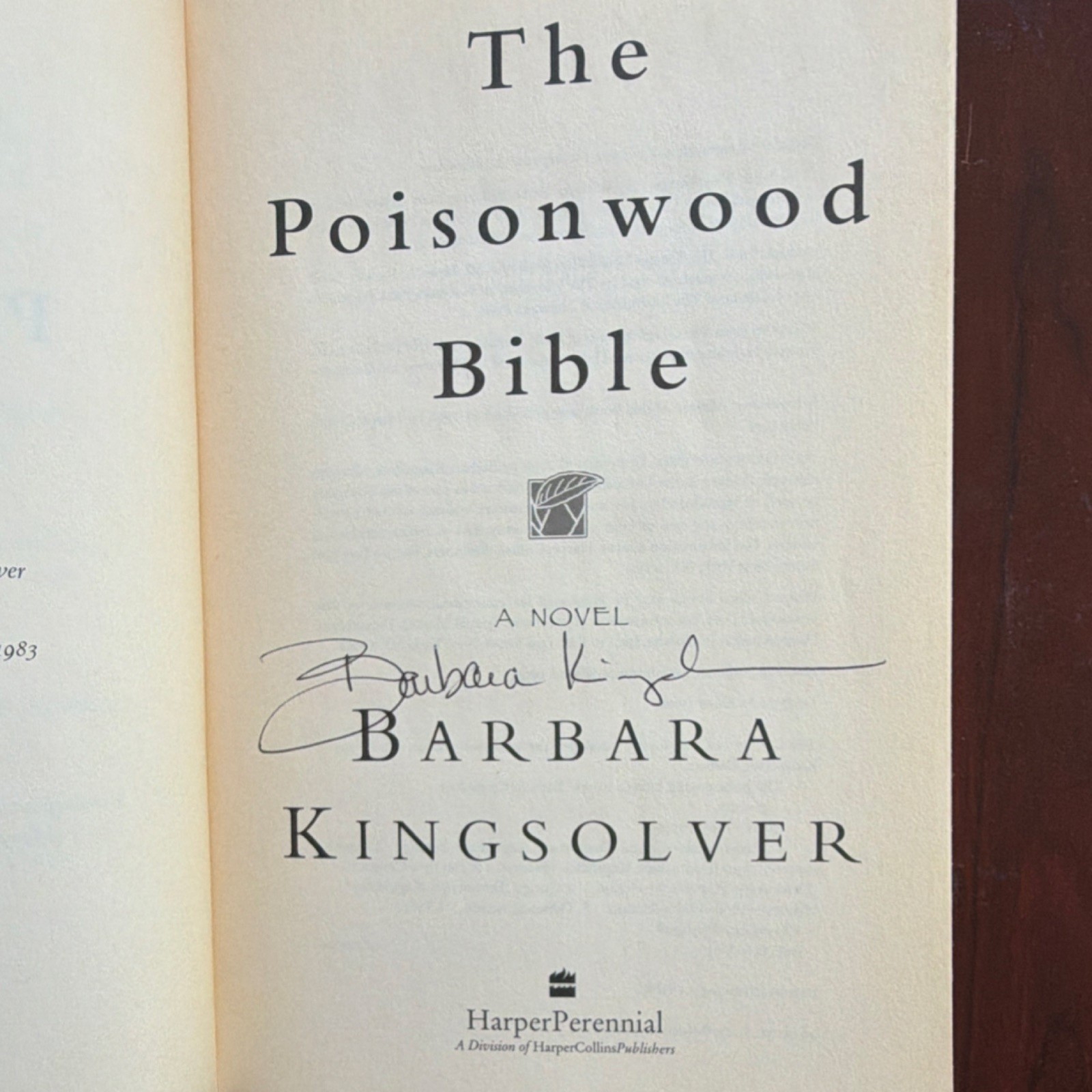 Barbara Kingsolver The Poisonwood Bible PB Signed 1st HarperPerennial Ed 1999