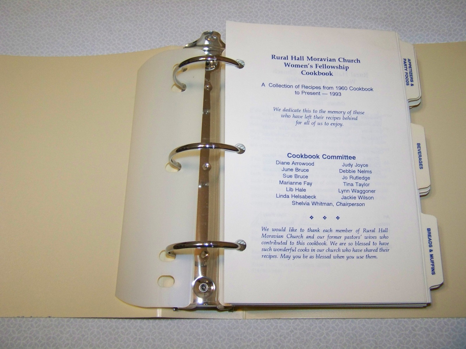 Rural Hall Moravian Church Cookbook 1993 Rural Hall North Carolina 361 pages