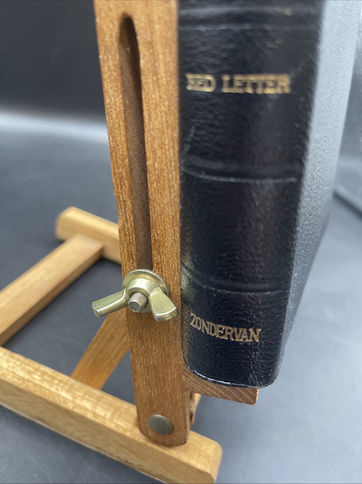 Vtg French Morocco Leather bound King James HOLY BIBLE Concordance Red Letter
