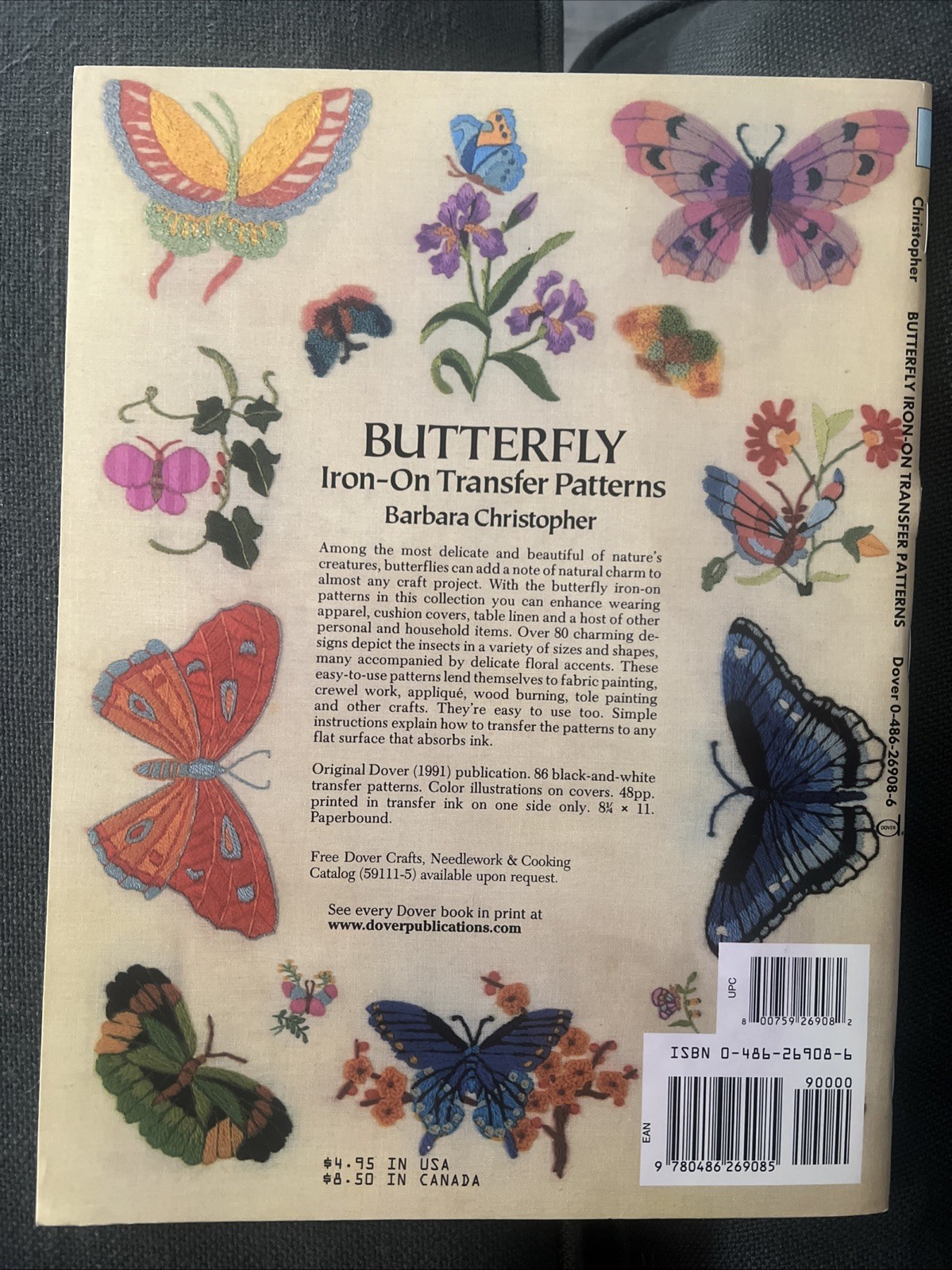 Vintage 1990’s Butterfly Moth Iron-On Transfers Book Barbara Christopher EUC