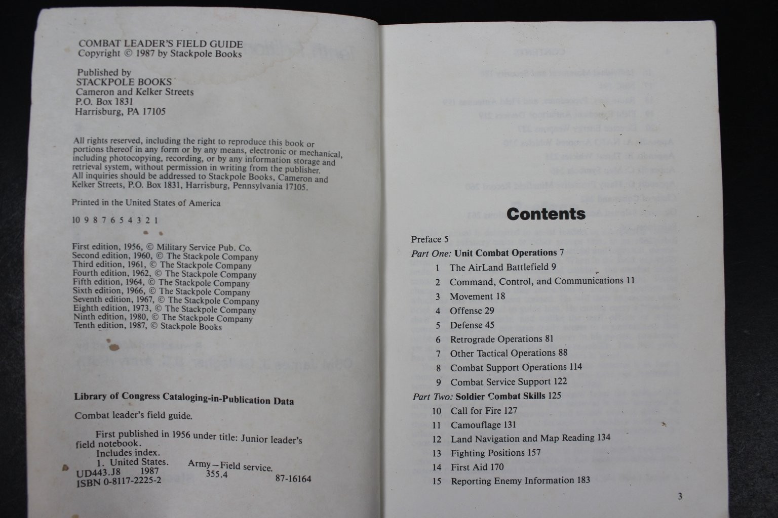 Combat Leader’s Field Guide Gallagher 1987 10th Ed Military Reference Stackpole