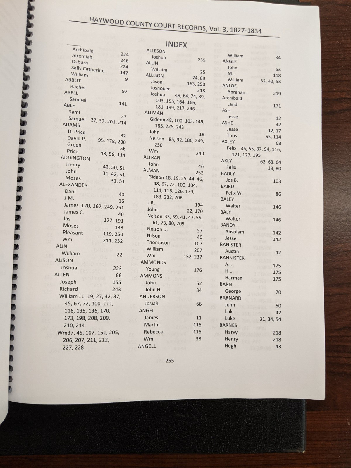 HAYWOOD County, NC COURT RECORDS, Vol 3 1827-1834, by Broadbent, Book 288 pages