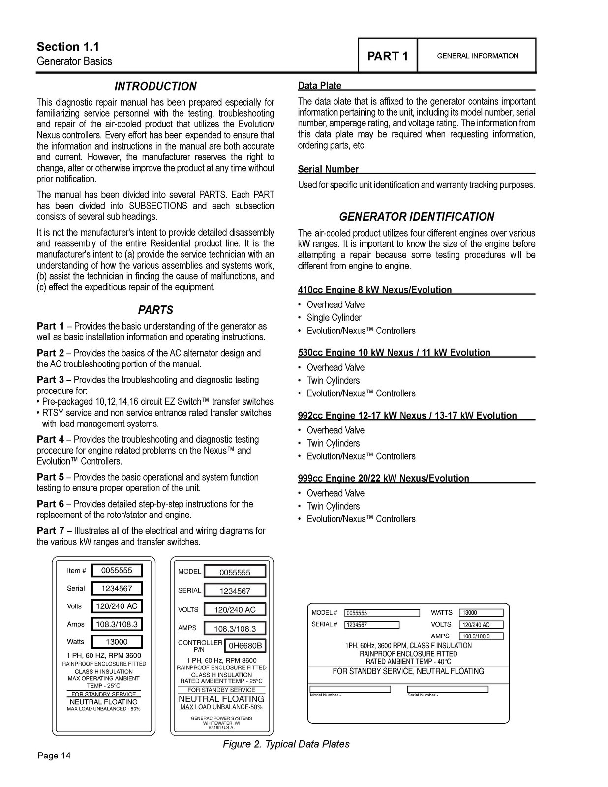 GENERAC Air Cooled Evolution Nexus Diagnostic Repair Manual – WIRE FASTENED