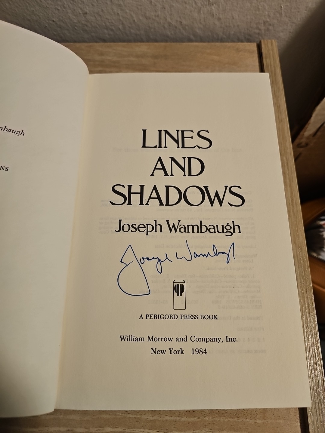 Lines and Shadows by Joseph Wambaugh (1984, Hardcover) Signed By Author