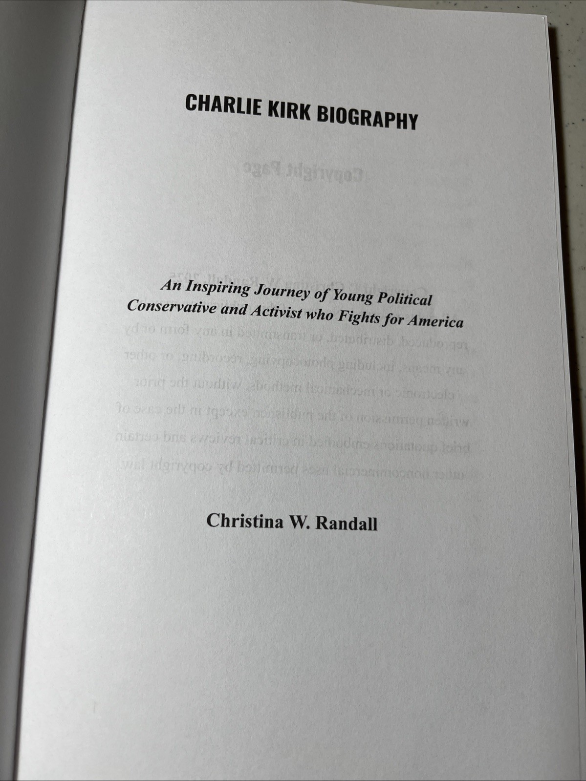 Charlie Kirk Biography by Christina W. Randall (Y24)