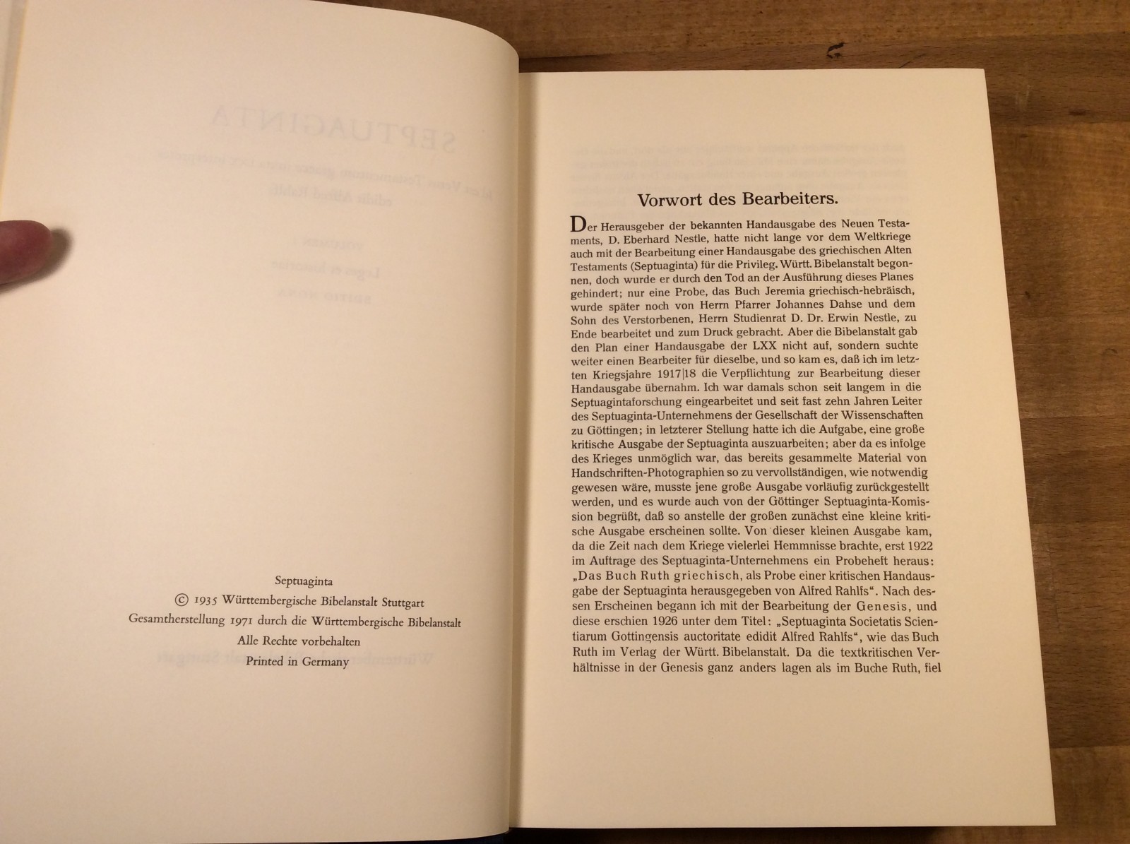 SEPTUAGINTA Volumes 1 and 2, Alfred Rahlfs Vintage 1971 Hardcovers