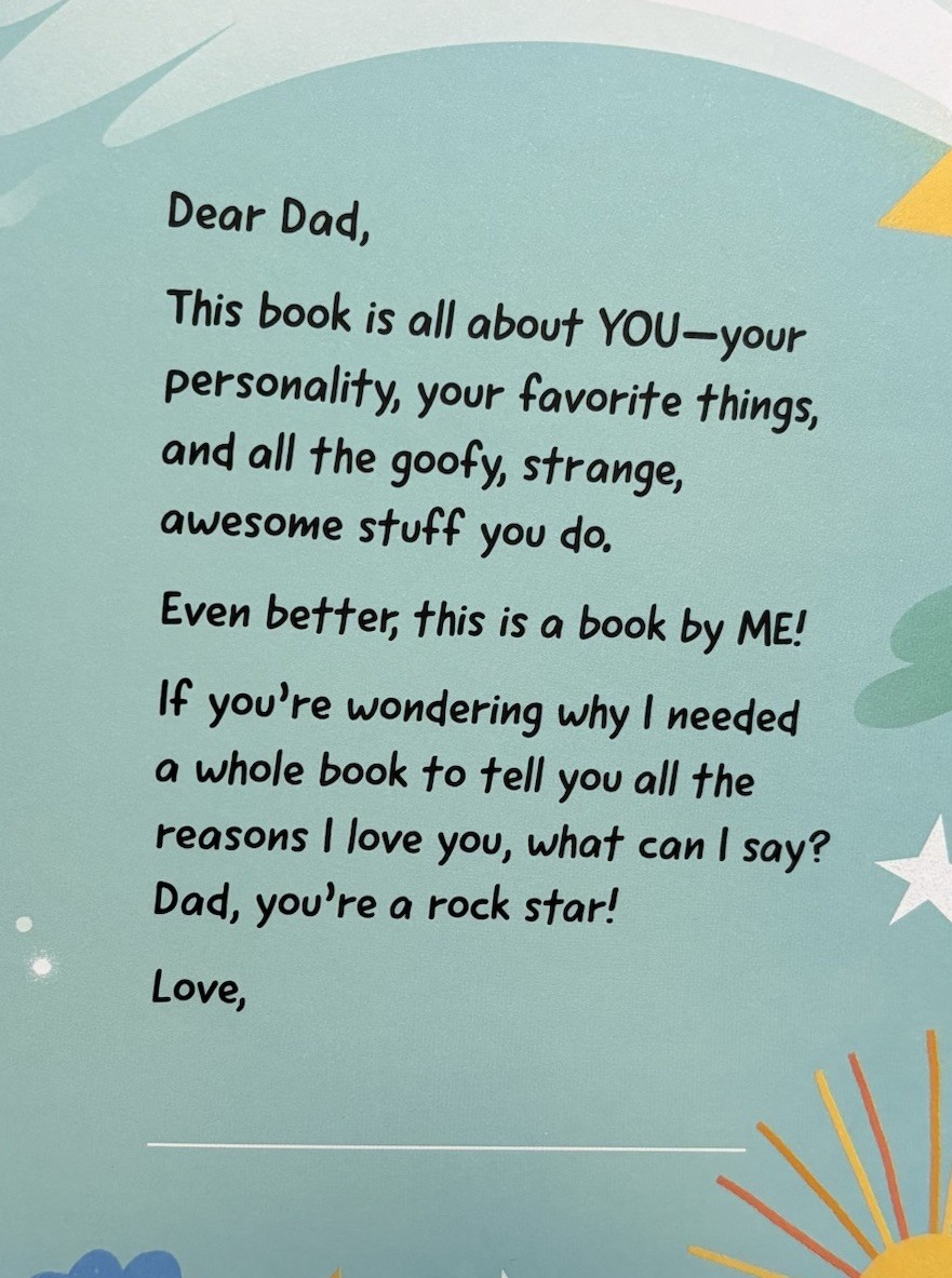 A Book About Dad With Words and Pictures Stickers Father’s Day Gift NEW
